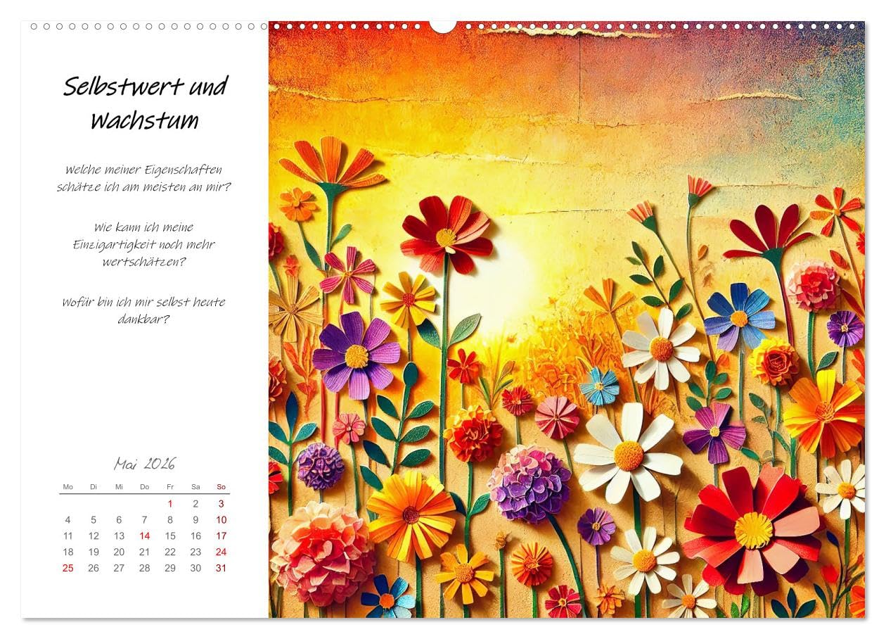 Dein Jahr der Stärke - Reflexionskalender für mehr Selbstbewusstsein (hochwertiger Premium Wandkalender 2026 DIN A2 quer), Kunstdruck in Hochglanz: In ... Natur-Collagen. (CALVENDO Gesundheit)