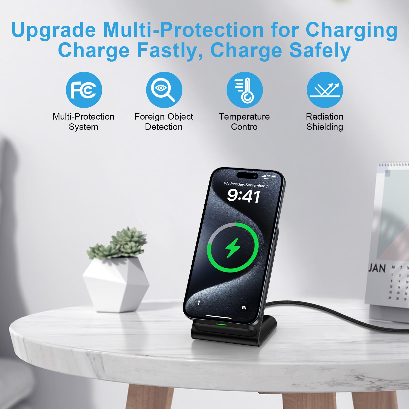 Google Pixel 9 Wireless Charger Stand Fast Charging for Pixel 10 Pro XL 9A 9 Pro XL Fold 9 8A 7A 8 7 6 Pro,15W Phone Wireless Charger Station for Samsung Galaxy S25 S24 S23 S22 S21 S20 Ultra FE