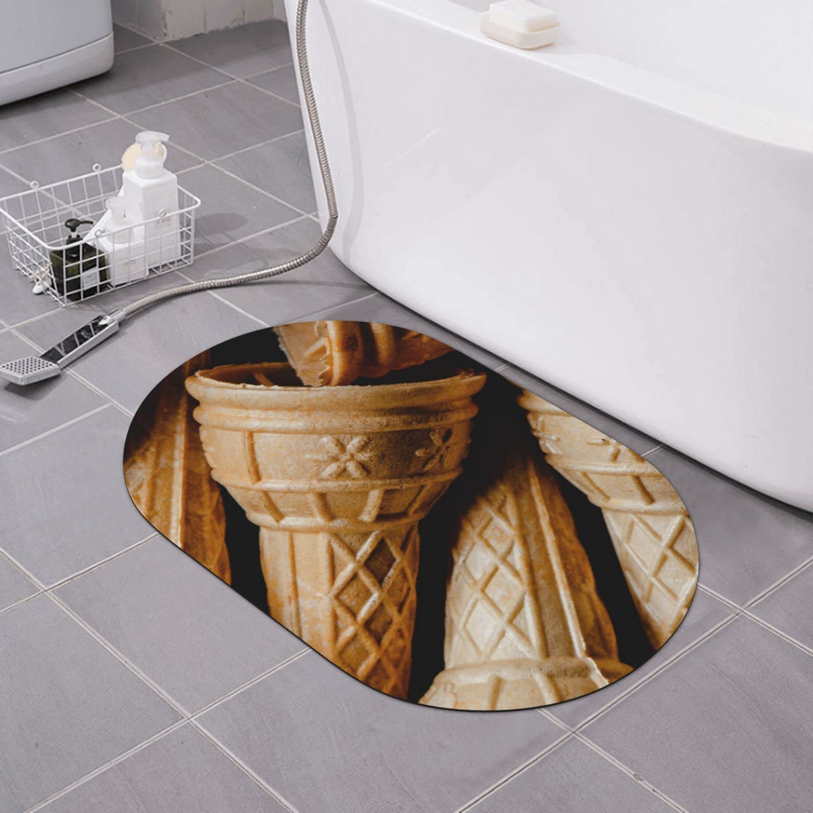 Tapis de bain super absorbant et séchage rapide motif crème glacée