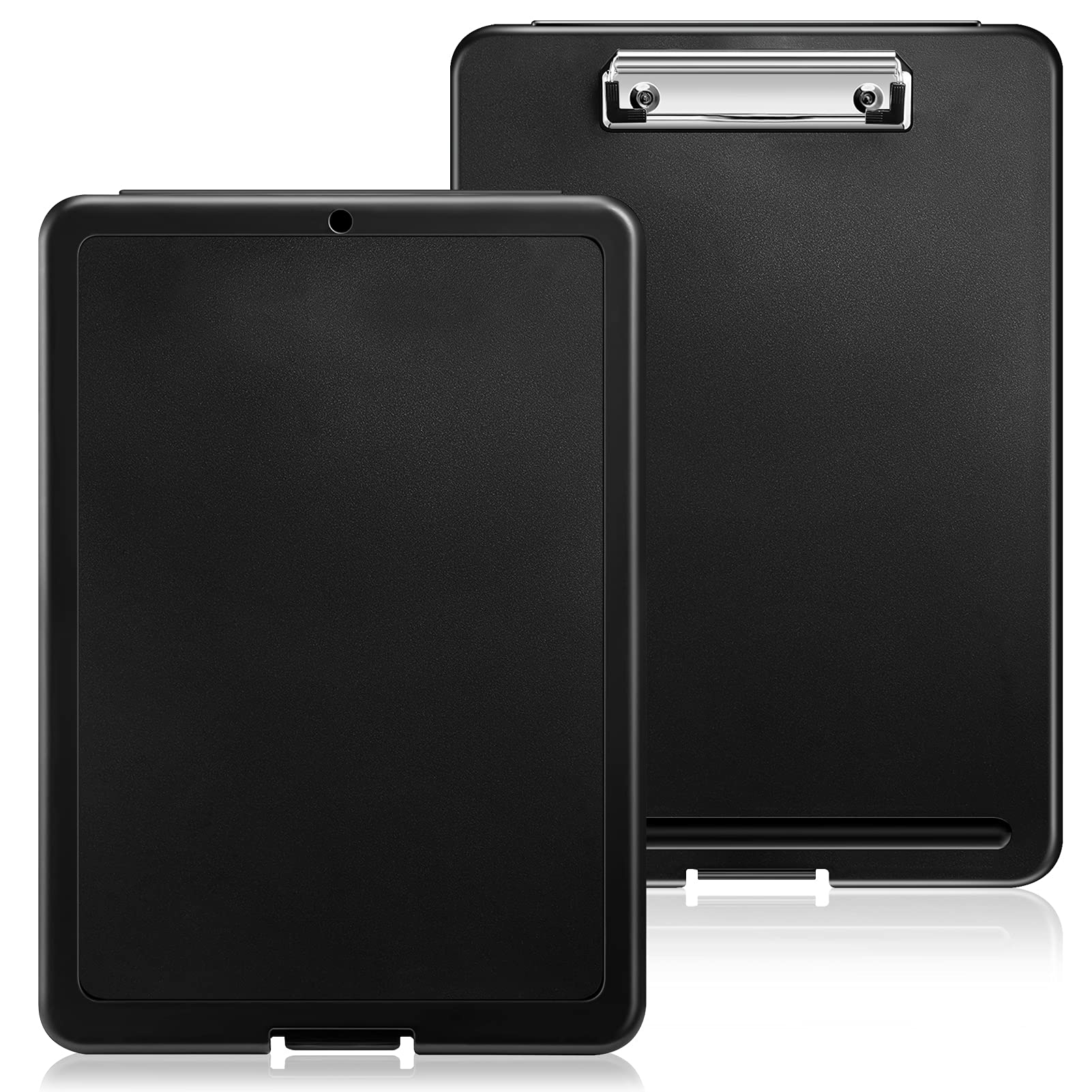 SITHON Portapapeles de Plastico con Almacenamiento, Porta Papeles Clipboard para Enfermeras Estudiantes Profesores, Carpeta con Pinza A4 para Escuela Hogar Oficina Plegar Portapape, (Negro)
