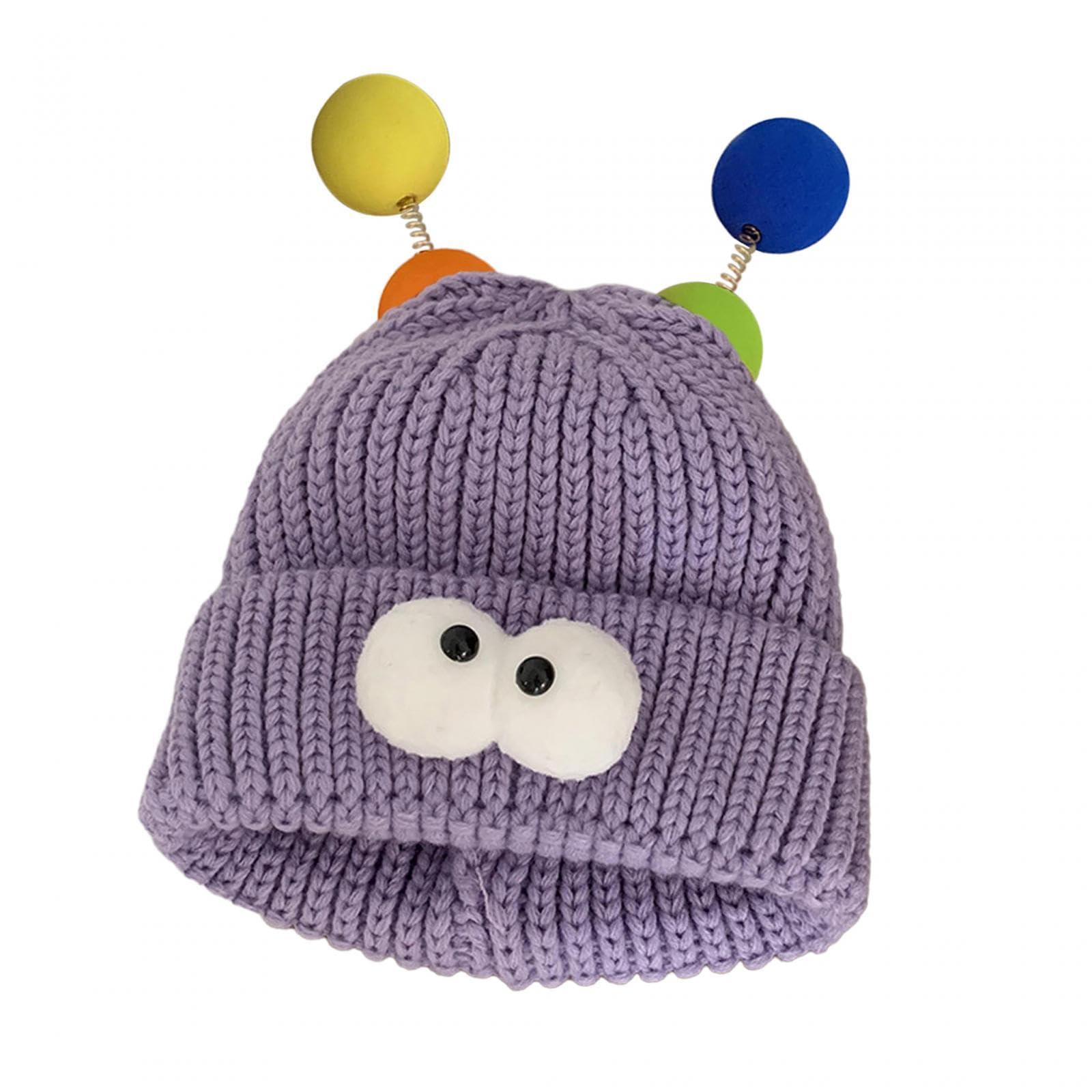Funny Little Monster Knit Hat Creative Knitted Hat for Street Cosplay Travel Purple|Clothing, Shoes & Accessories | Womens Accessories | Hats-image-12