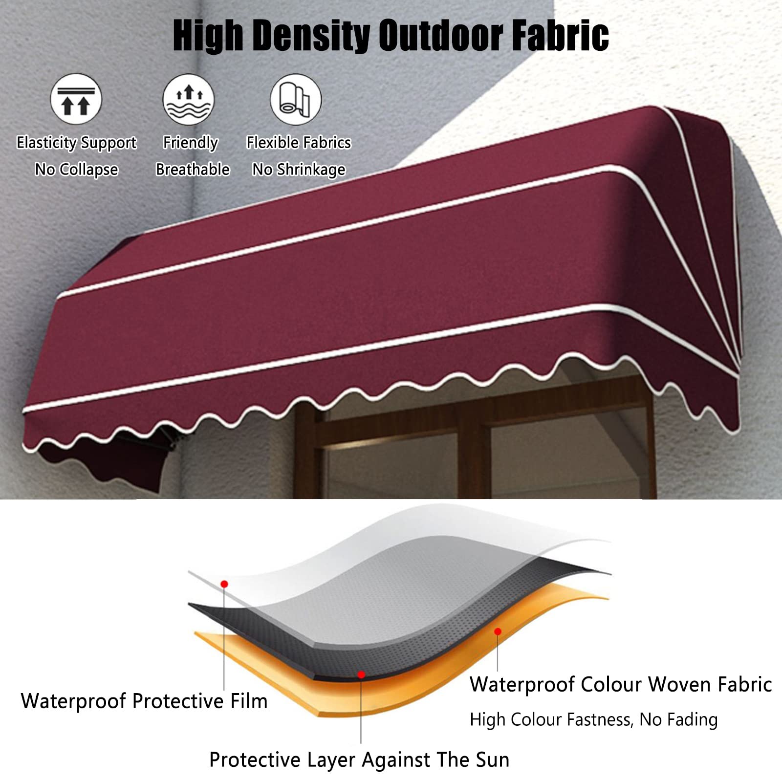 Disponibile per Finestra di Porta piegabile Servizio da Sole - Manuale Solto per tonalità del Sole telescopico per Patio, Balcone, Cortile - Copertura per Pioggia Impermeabile all'aperto