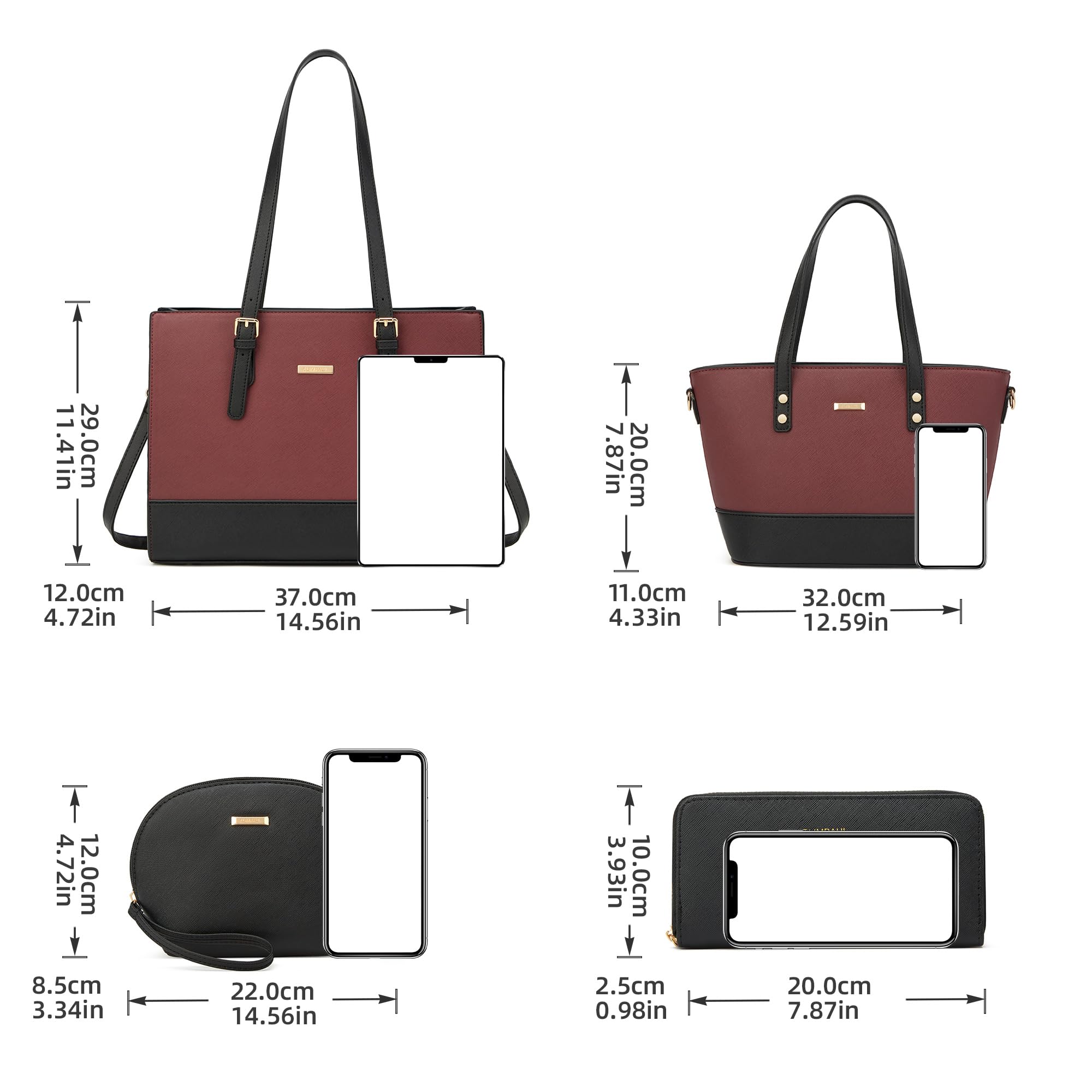Modische Damen-Handtaschen, Tragetasche, Schultertasche, Tragegriff oben, Geldbörsen-Set