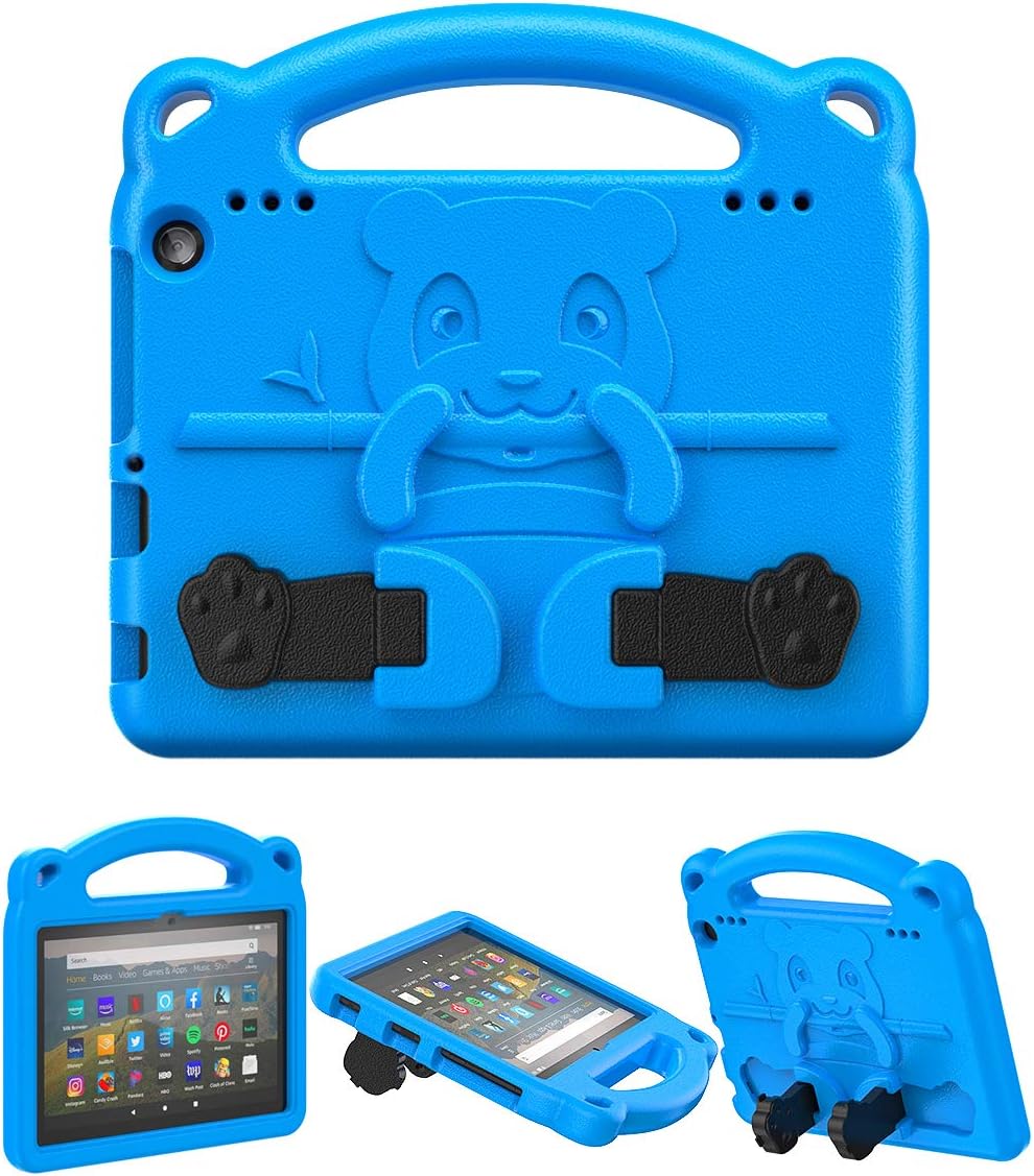 Dadanism Case for All-New Kindle Fire HD 8 Tablet(10th Gen 2020 Release) and Fire HD 8 Plus 2020 Release, Shockproof EVA Kids-Friendly Heavy Duty Convertible Stand Cover - Blue