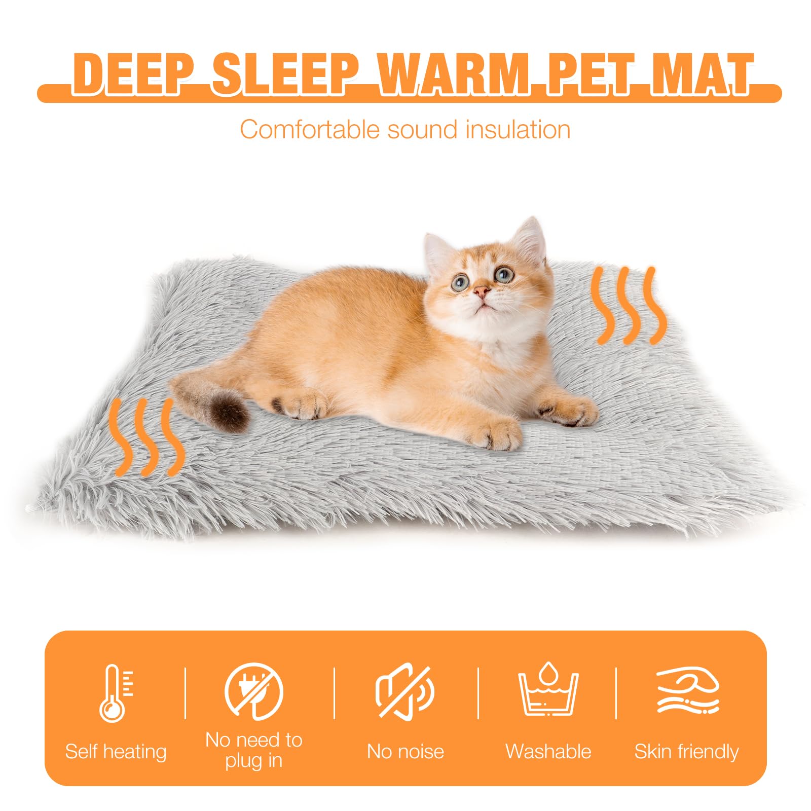 Selbstheizende Decke Katze Hunde, Weiches Katzenbett, Flauschig Selbstwärmende Katzendecke, Heizdecke Haustierbett Katzensofa, Waschbare Wärmedecke Katze für Katzen und Kleine Hunde(60*50CM)