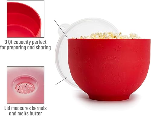 Miniatura 3 de Goodful Palomitas de maíz de silicona, plegable para hacer palomitas de maíz para microondas, cuenco hecho sin BPA, rojo