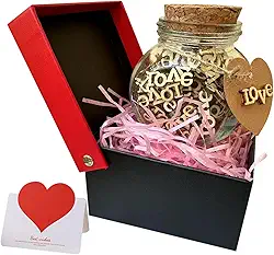 Pote de presente Jar of Love, 100 peças, amor para dar, pote de amor, letras recortadas de madeira, presentes engraçados de dia dos namorados, presente de dia dos namorados, presente de Natal para