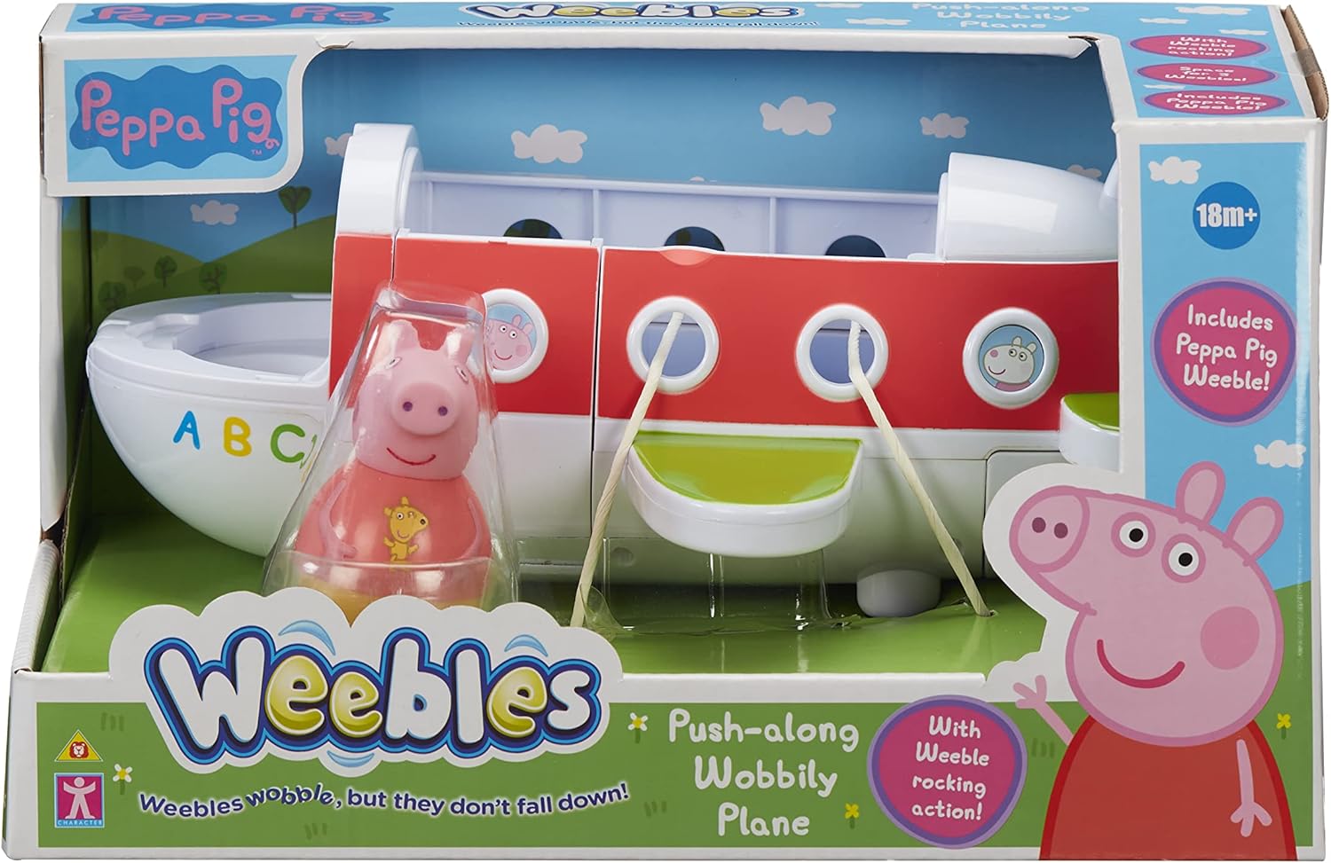 Peppa Pig Weebles Push-Along Wobbily Plane, Toys, Pre-School Vehicles, Gift for Age 18 Months+