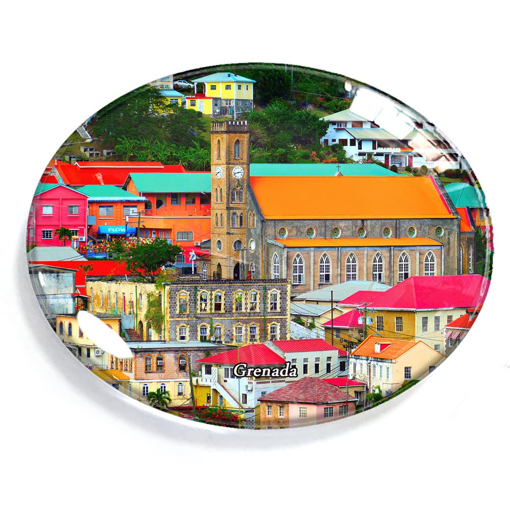 Grenada Magnet Fridge Refrigerator Freezer Magnet Sticker Souvenir Decorations Oval Crystal Magnet Kitchen Whiteboard