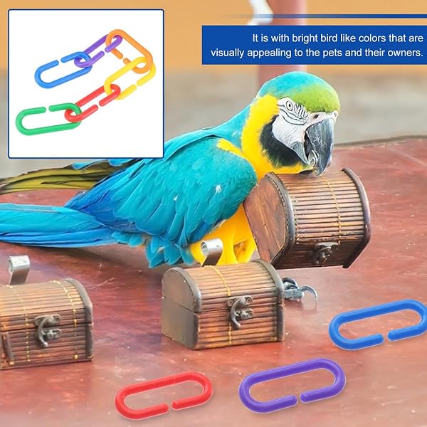 VILLCASE Maillons de Chaîne Géométriques en Plastique pour Oiseaux, Lot de 500 Pièces Colorées, Jouets pour Perroquets et Petits Animaux, Favorisent l'exercice et L'Équilibre, Adaptés aux - 4