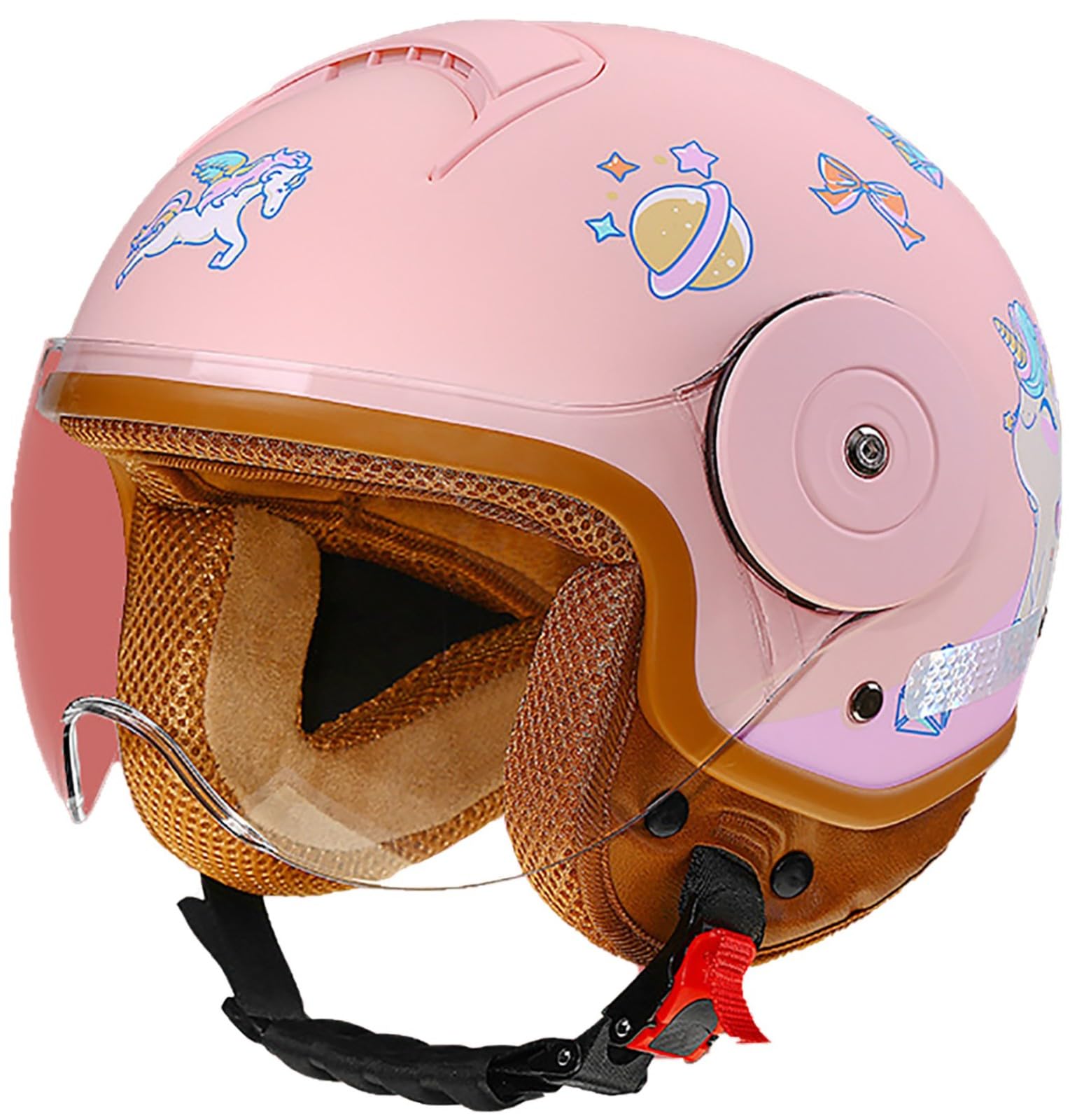Casque De Moto Pour Enfants, Scooter, Cyclomoteur, Casque Jet Avec Visière Solaire, Mignon Pour Filles, Pour Garçons, Taille 5-12 Ans, 46-54CM