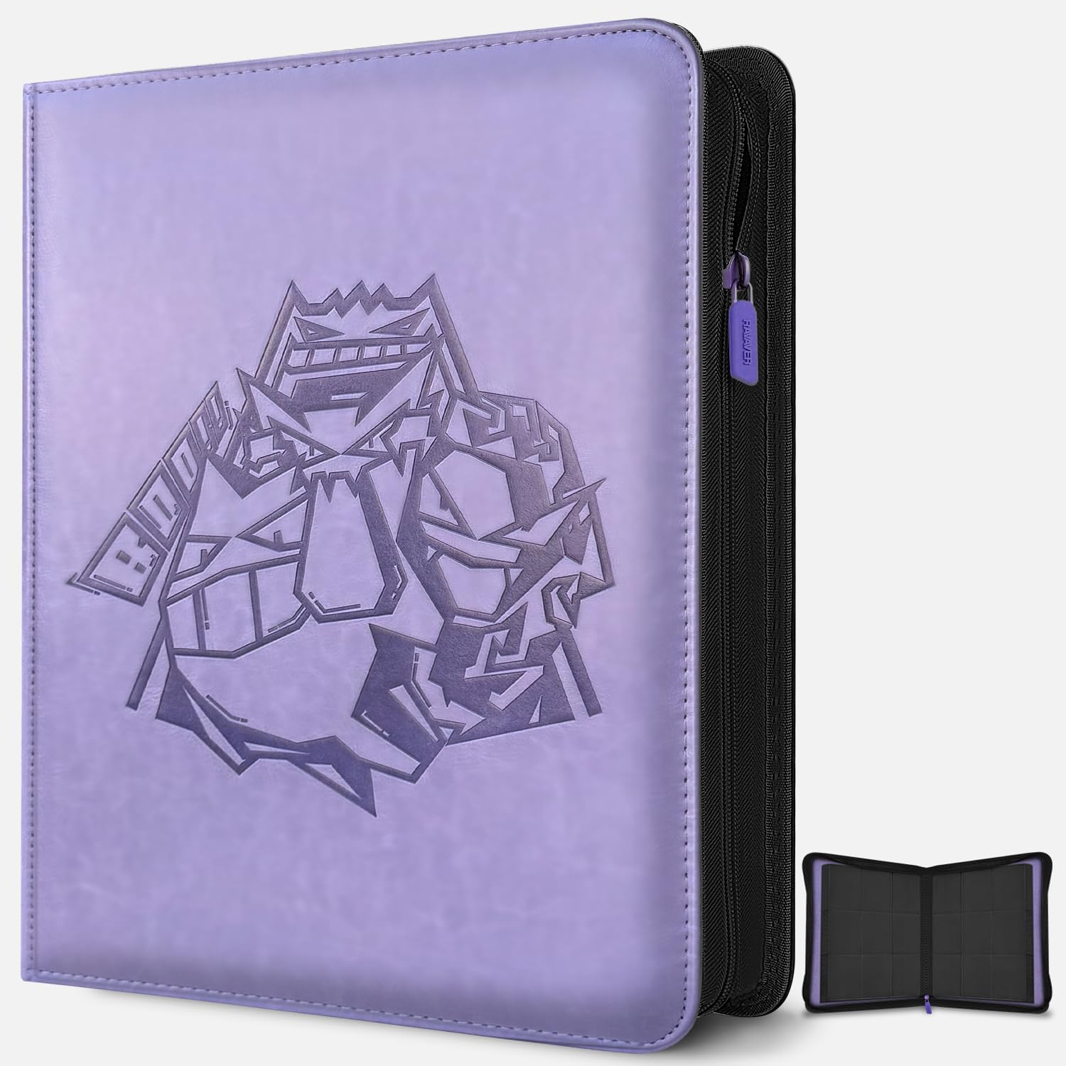 Toploader Binder, Oversized 9 Pocket 252 Top loaders Holder with Customizable Label Slot and Side-Loading Sleeves for Trading Cards in 3" x 4" Toploader (Purple)
