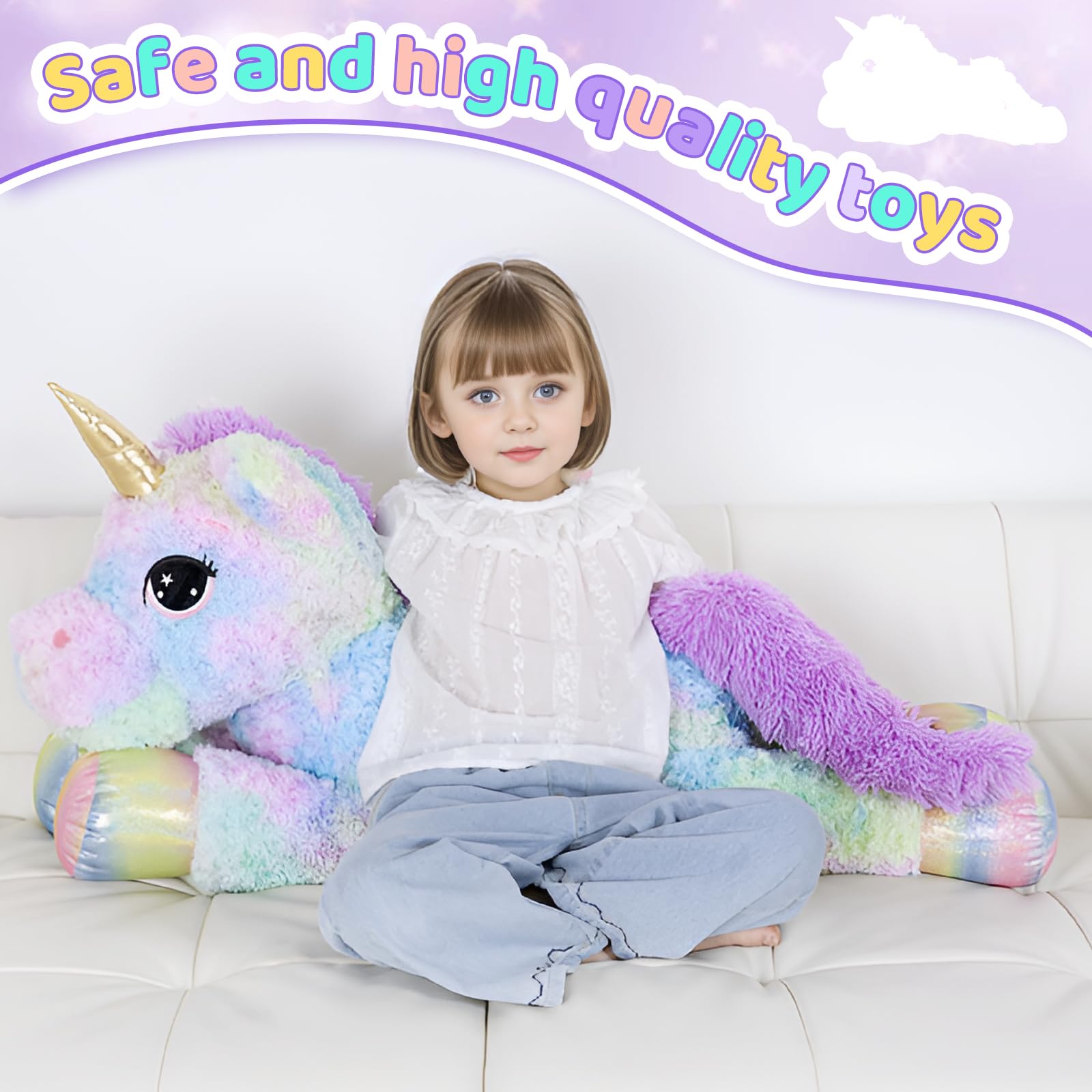 Amazon.com: FFxiong 44 Inch Giant Rose Rainbow Unicorn Stuffed Animal Plush  Toy with Wings Soft Cute Large Unicorn Plushies Animals Body Pillow Gift  for Children Boy Girl Kids Birthday Valentine Room Decorations :