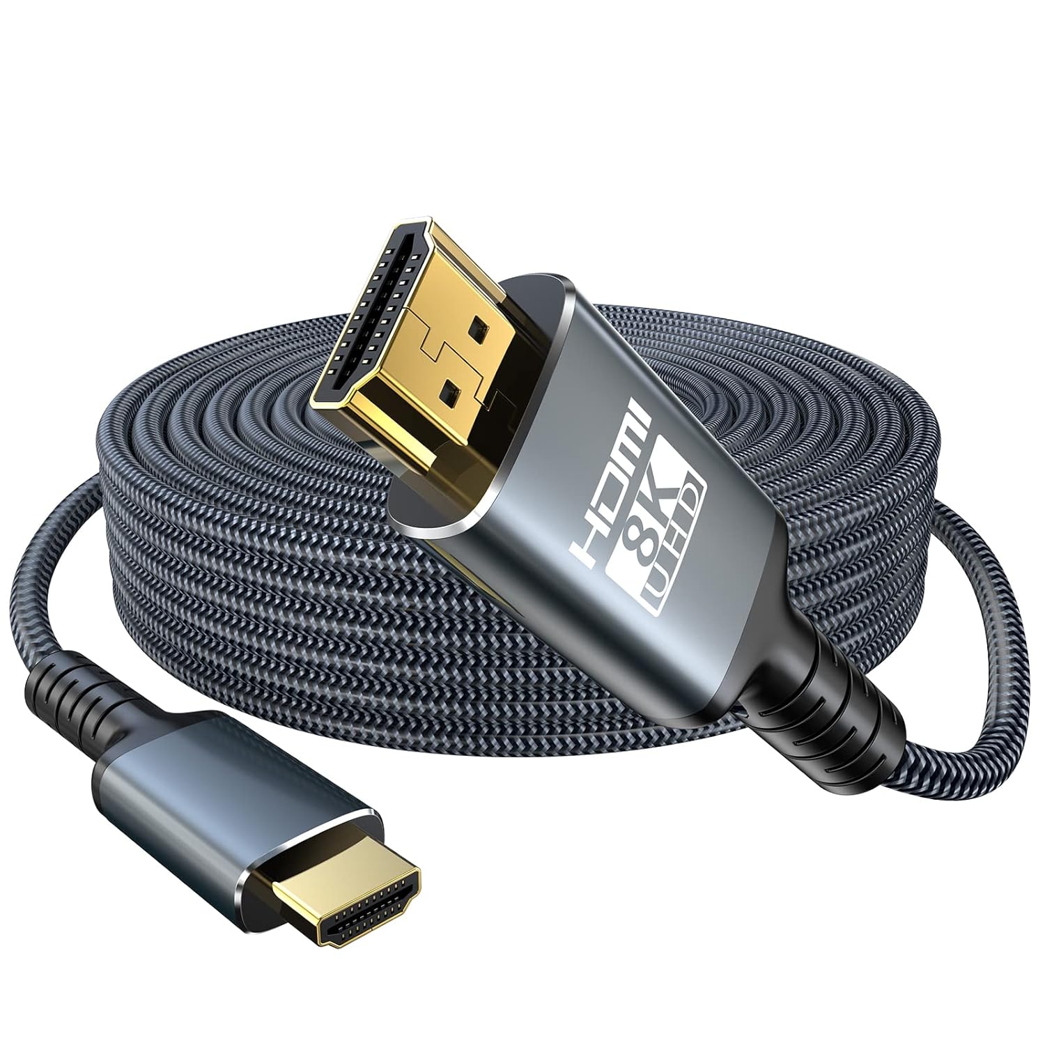 8K HDMI 2.1 Cable 30 FT,48Gbps Ultra High Speed Gaming Braided Cables Support 8K@60HZ/4K@120Hz,eARC,Dynamic HDR,HDCP 2.2/2.3,3D,VRR for 120fps Monitor PS5/PS4/X-Box/Roku TV/RTX3080/3090