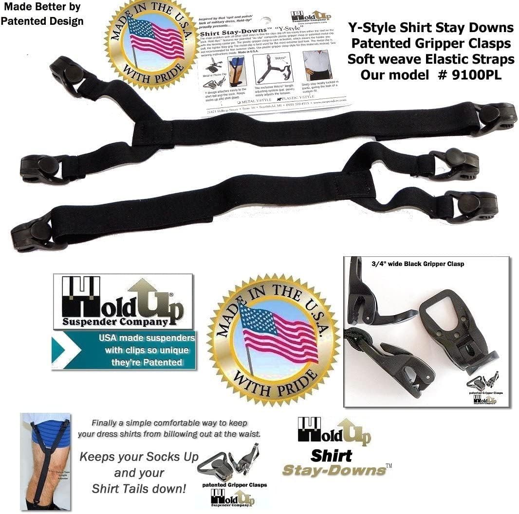 Hold-Ups® Stay-downs Dress Shirt Stays with USA Patented No-slip® Clips