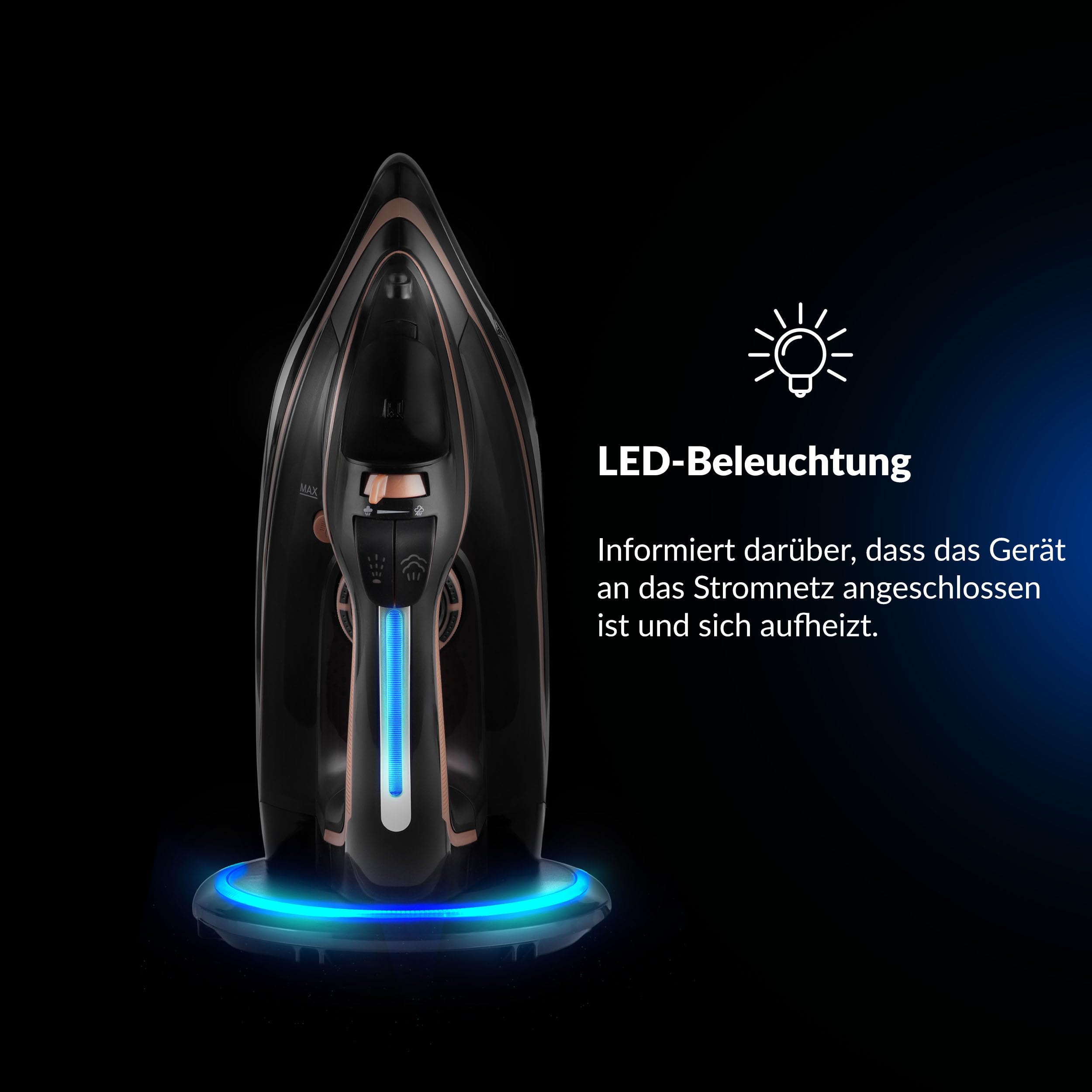LEHMANN Bezprzewodowe żelazko parowe ze stacją ładującą, 3000 W, bezprzewodowe żelazko parowe z regulacją temperatury i 5 programami prasowania, podeszwa ceramiczna, pionowa para, automatyczne