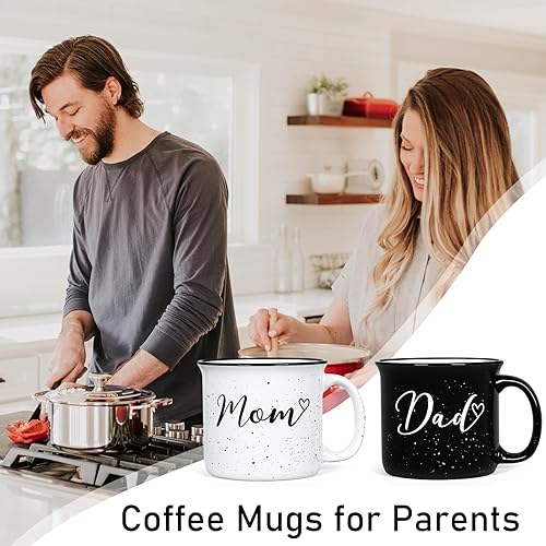 Miniatura 5 de YHRJWN Juego de tazas para padres nuevos, regalos para mamá y papá para parejas, perfecto para el día de la madre, día del padre y Navidad, 15 onzas