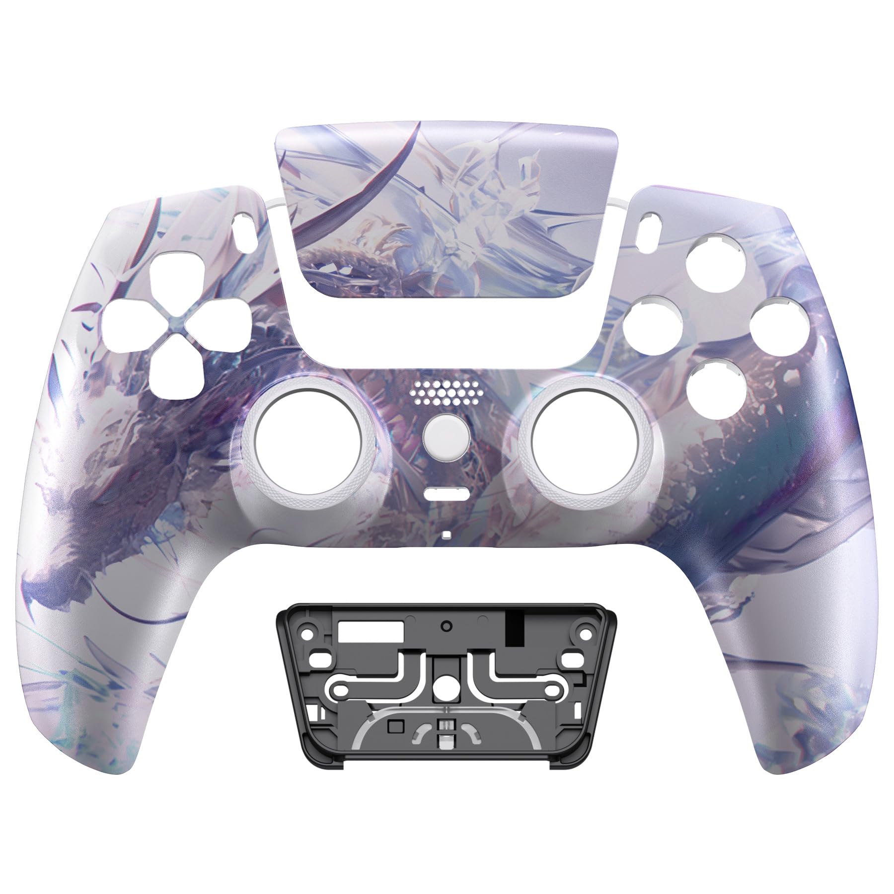 eXtremeRate Luna Cover per ps5 Controller Joystick,Shell Frontale Touchpad Ricambio,Scocca Ridisegnata&Anelli per ps5 Joypad BDM 010/020/030/040/050-Drago di Cristallo