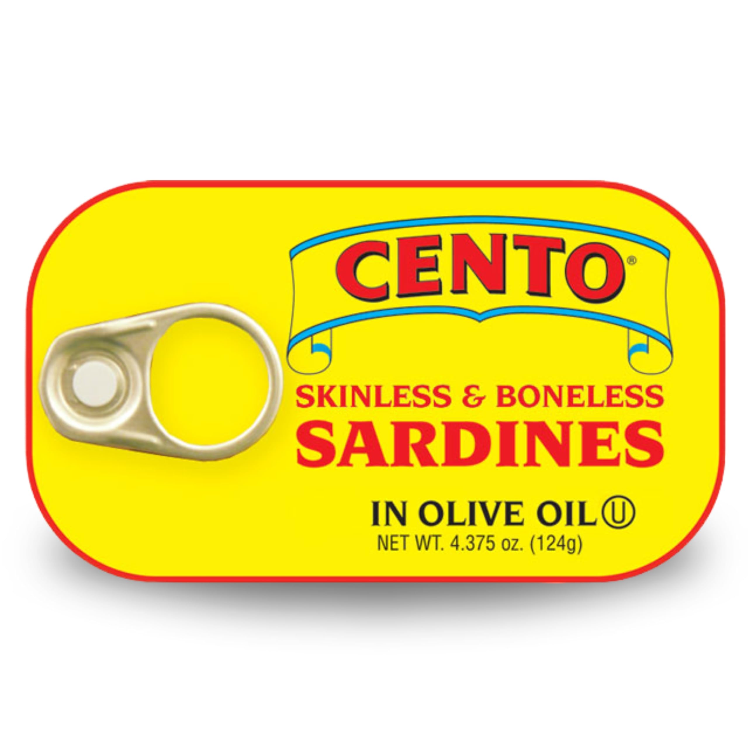 Cento Skinless & Boneless Sardines in Olive Oil, 4.375 Oz, High Protein, Easy to Open Pull Top Lid