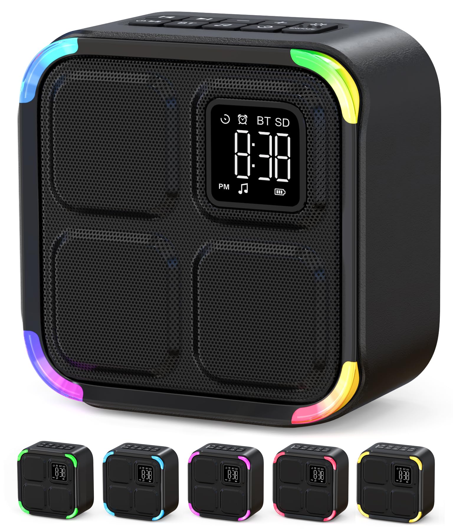 Sound Machine White Noise Machine with 30 Soothing Sounds 10W Bluetooth Wireless Speaker Alarm Clock with Lights Rechargeable