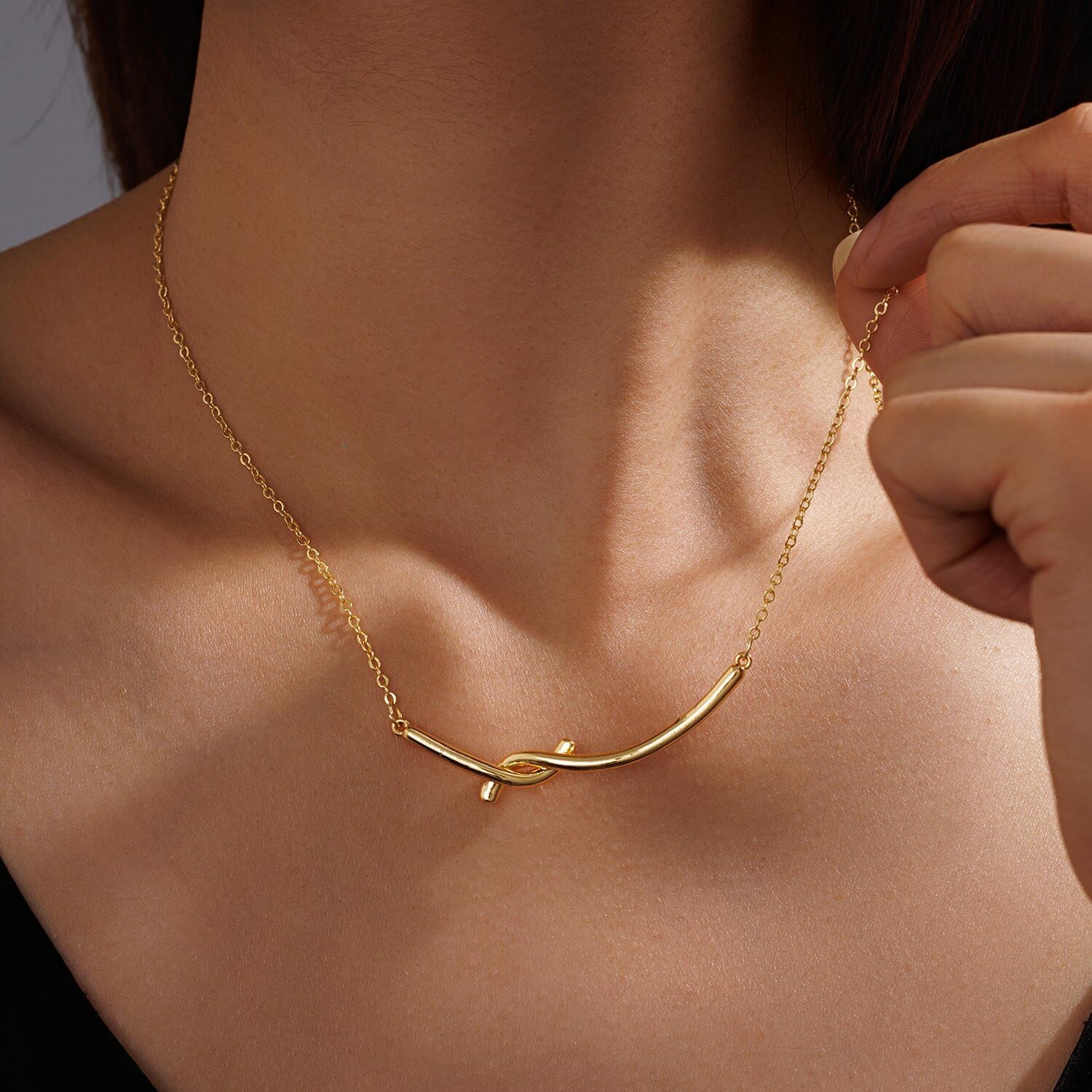 Knot Necklace for Women, Dainty Fashion Chain Layering Knot Cute Necklace, 14K Gold Plated Non Tarnish Charm Elegant Jewelry Gift for Women - Image 3