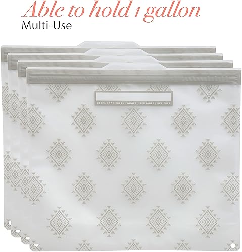 Miniatura 4 de Kitchen Details Paquete de 4 bolsas reutilizables de galón  Sello hermético con cremallera  A prueba de fugas  Sin BPA  Material seguro para
