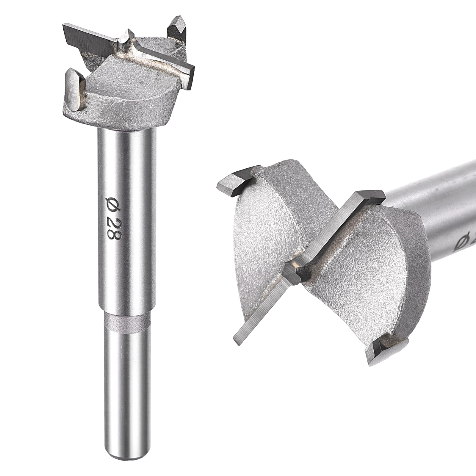 DTGN 28mm Forstner Drill Bit 1-3/32" 2 Flutes Tungsten Carbide Silver 1Pack