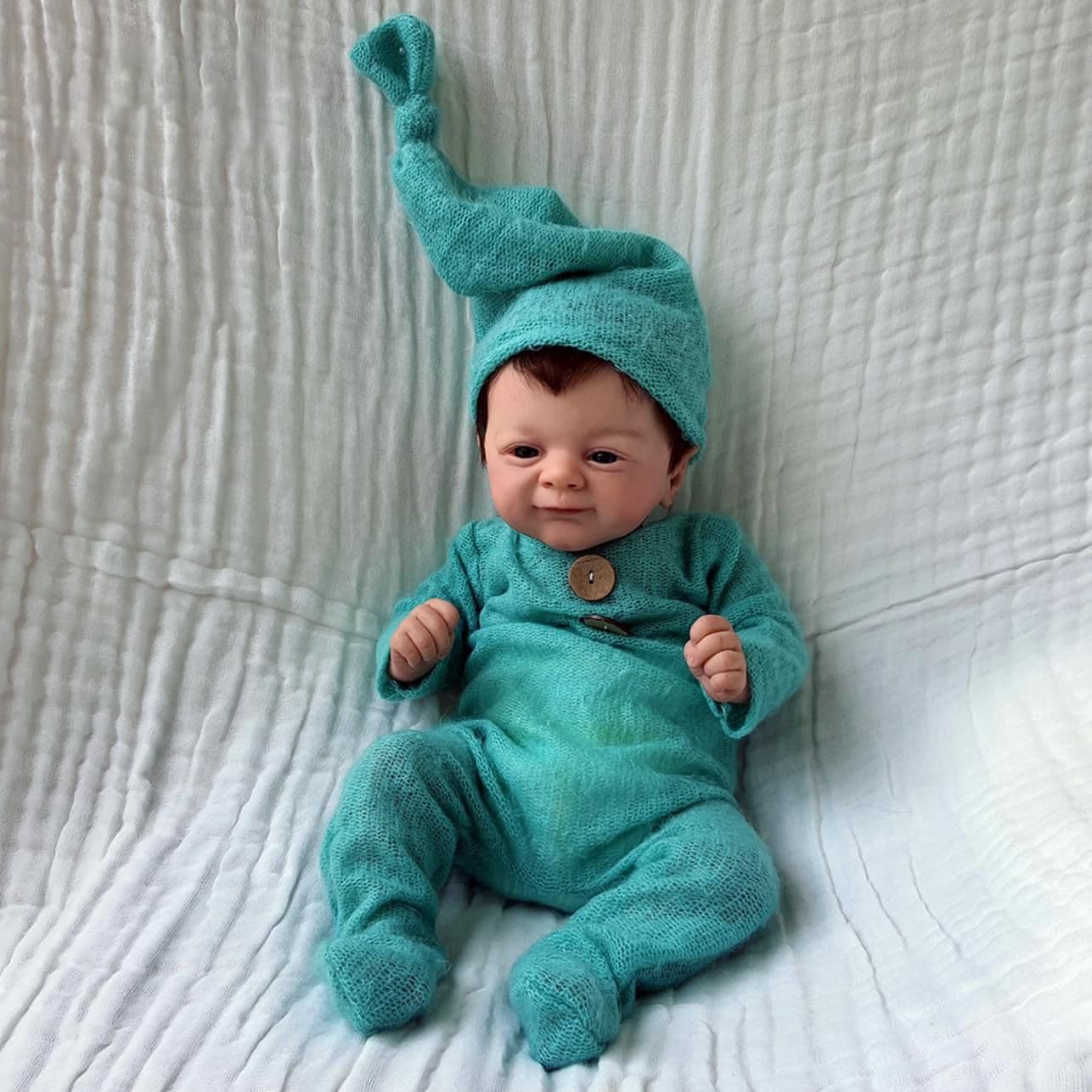 MAIHAO Bambole Reborn Maschio Realistica Bambole Neonata Bambola Originali Baby Doll 18 Pollici Corpo Morbido Tessuto Bambole Reincarnate Bambola Reale Ragazzo ha dei bellissimi occhi blu