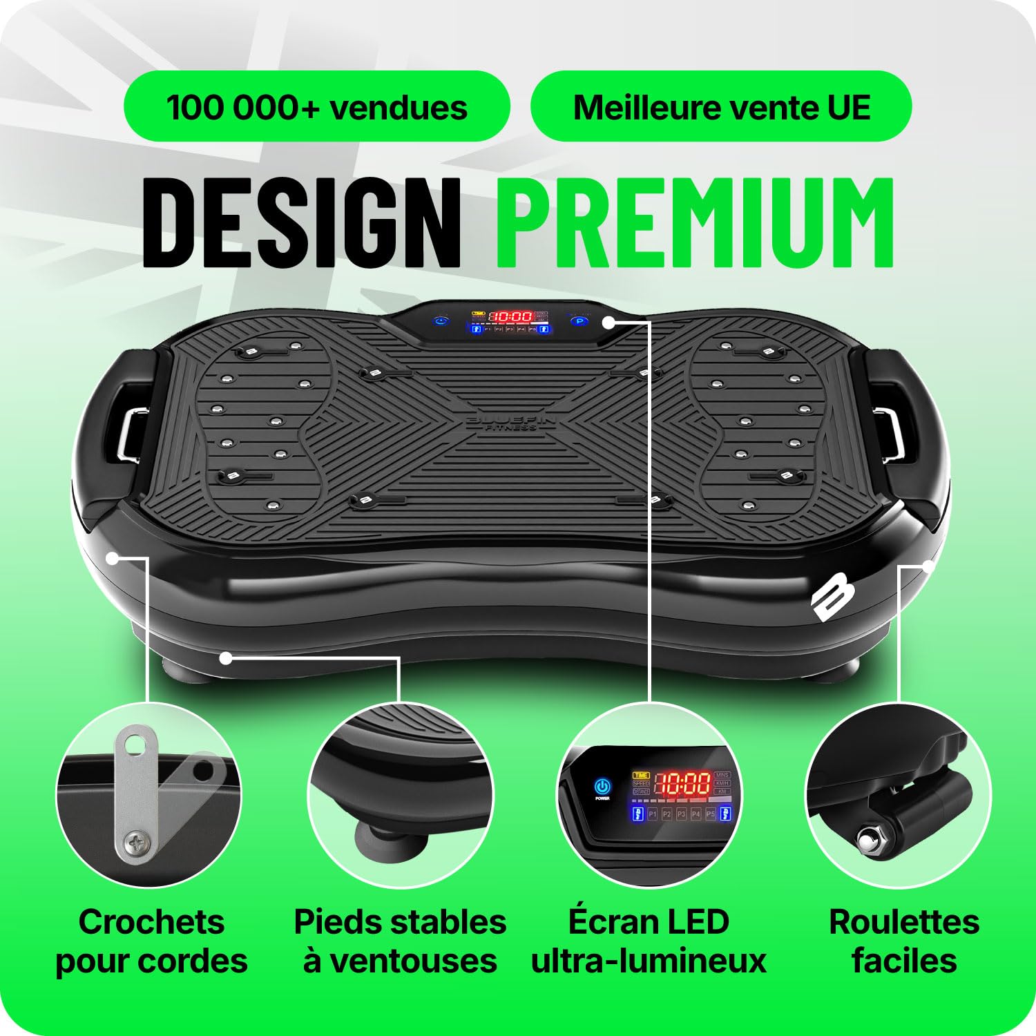 Bluefin Fitness Plateforme Vibrante Machine d'exercice à Vibrations pour Tout le Corps