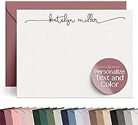 CurioPress Personalized Swash Script A2 Flat Thank You Cards - Custom Note Cards with Envelopes, Handmade Stationery for Women & Men