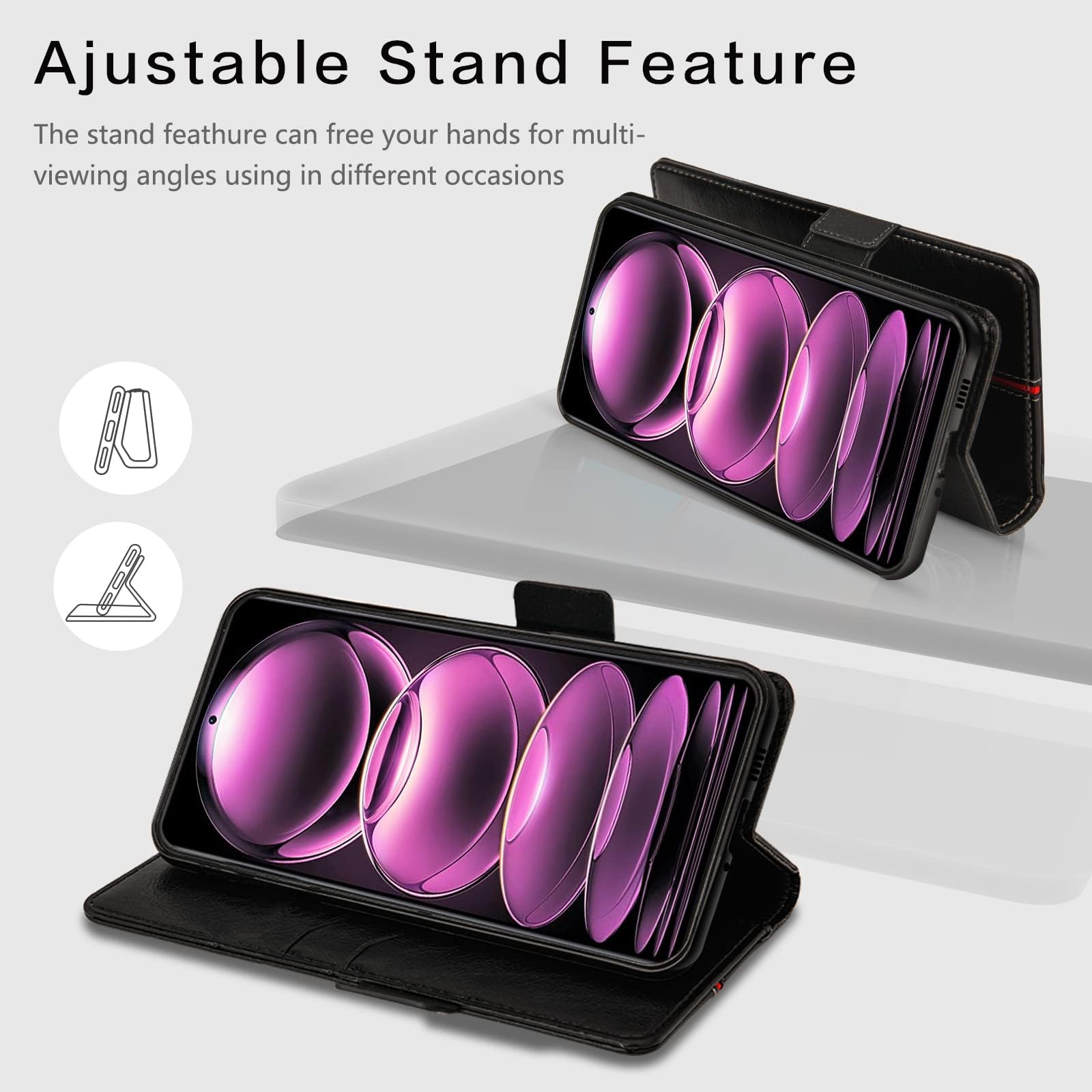 WOBURN Custodia In Pelle Magnetica Per Xiaomi Poco X5 PRO 5G - Portafoglio A Libro Con Stand, Marrone - 2
