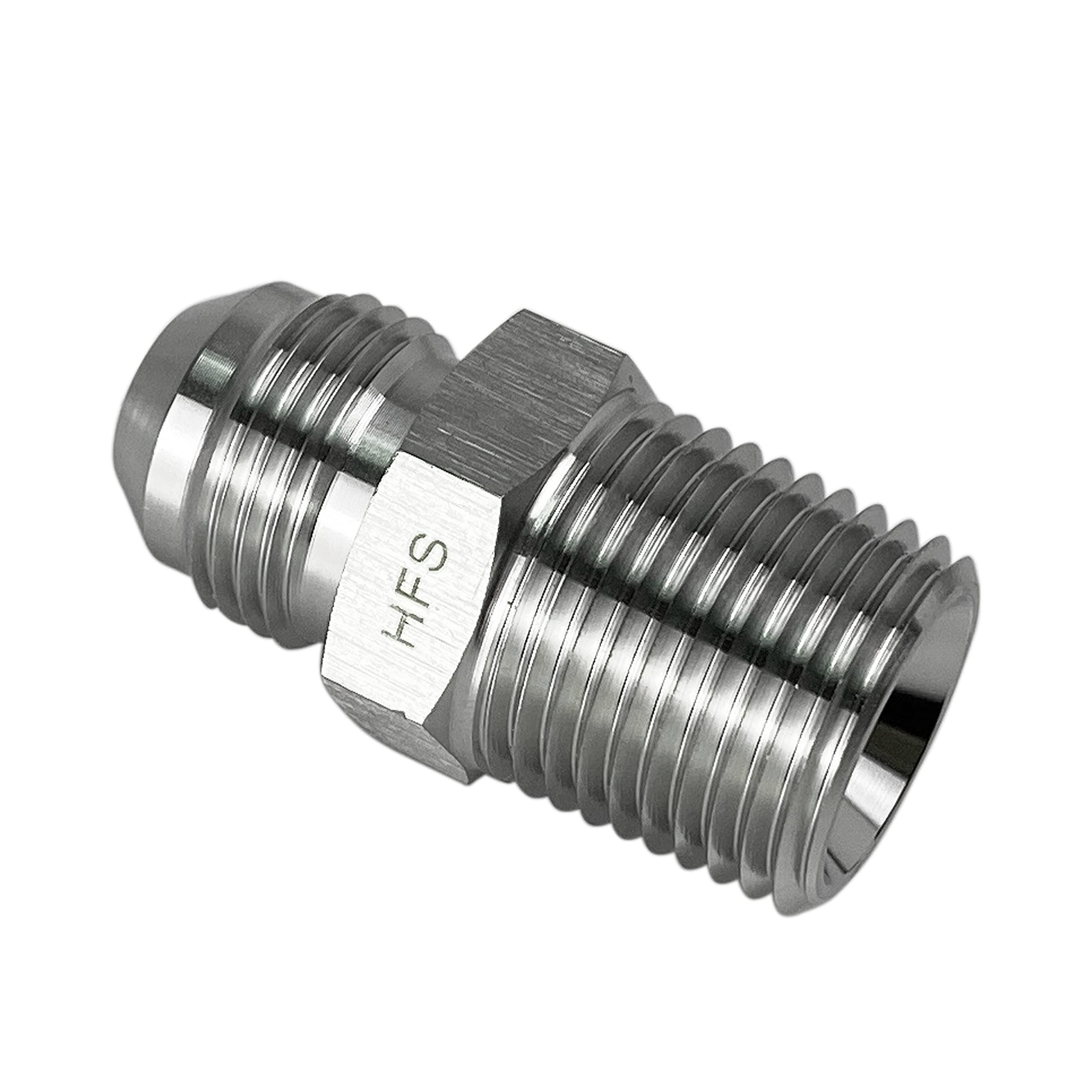 HFS(R) 1/2" NPT Male to 1/2" JIC Male Adapter Flared Tube Fitting Pipe Connector Stainless Steel 304