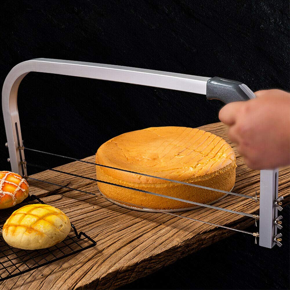 Sierra para tartas de 3 alambres, ajustable, cortador de fondo, divisor de tartas, separador de tartas, divisor de tartas, artesanías, sierra de altura ajustable