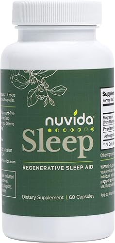 Ayuda para dormir regenerativa para dormir noches reparadoras sin melatonina Ashwagandha, L-teanina, GABA y glicinato de magnesio Ayuda para