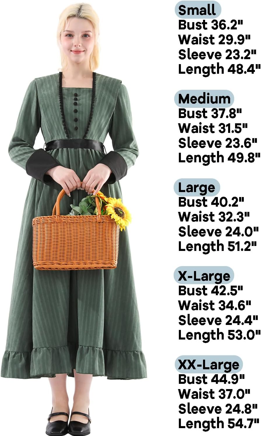 FCCAM Victorian Dress for Women Long Sleeve 1800s Edwardian Dress Ruffle Maxi Medieval Renaissance Costume - Image 5