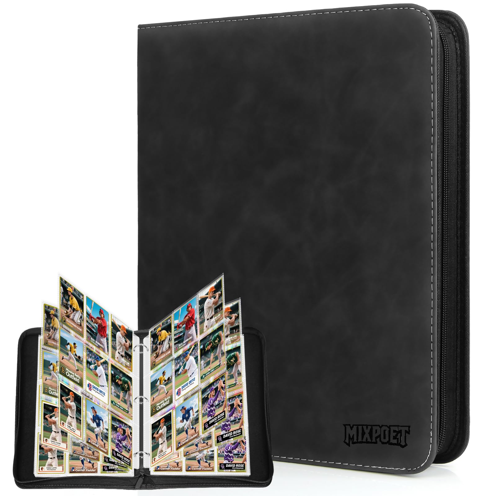 MIXPOET Trading Card Binder, Cards Folder Album with Sleeves, 9 Slot 900 Pockets, Collectible Games Storage Holder