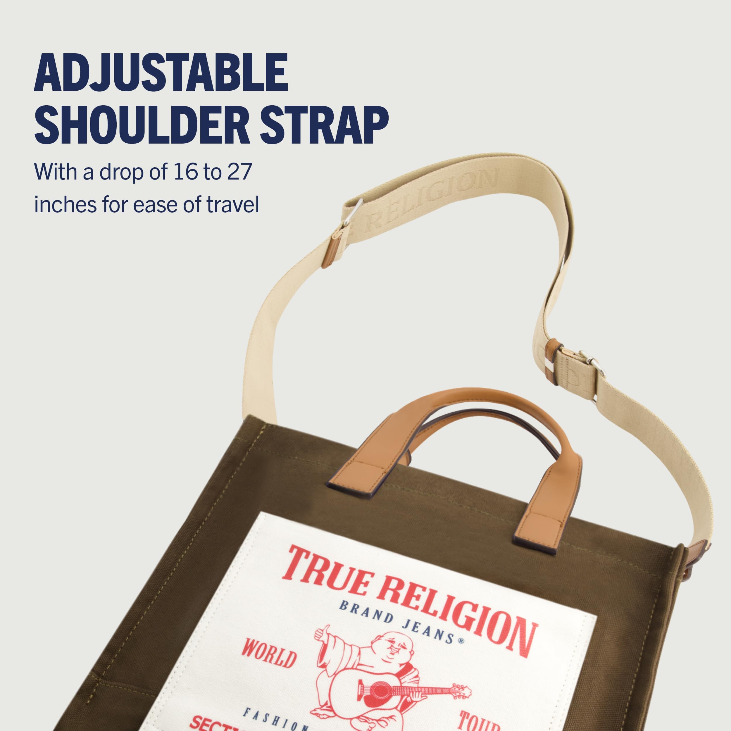 True Religion Tote, Women's Medium Travel Shoulder Bag with Adjustable Strap