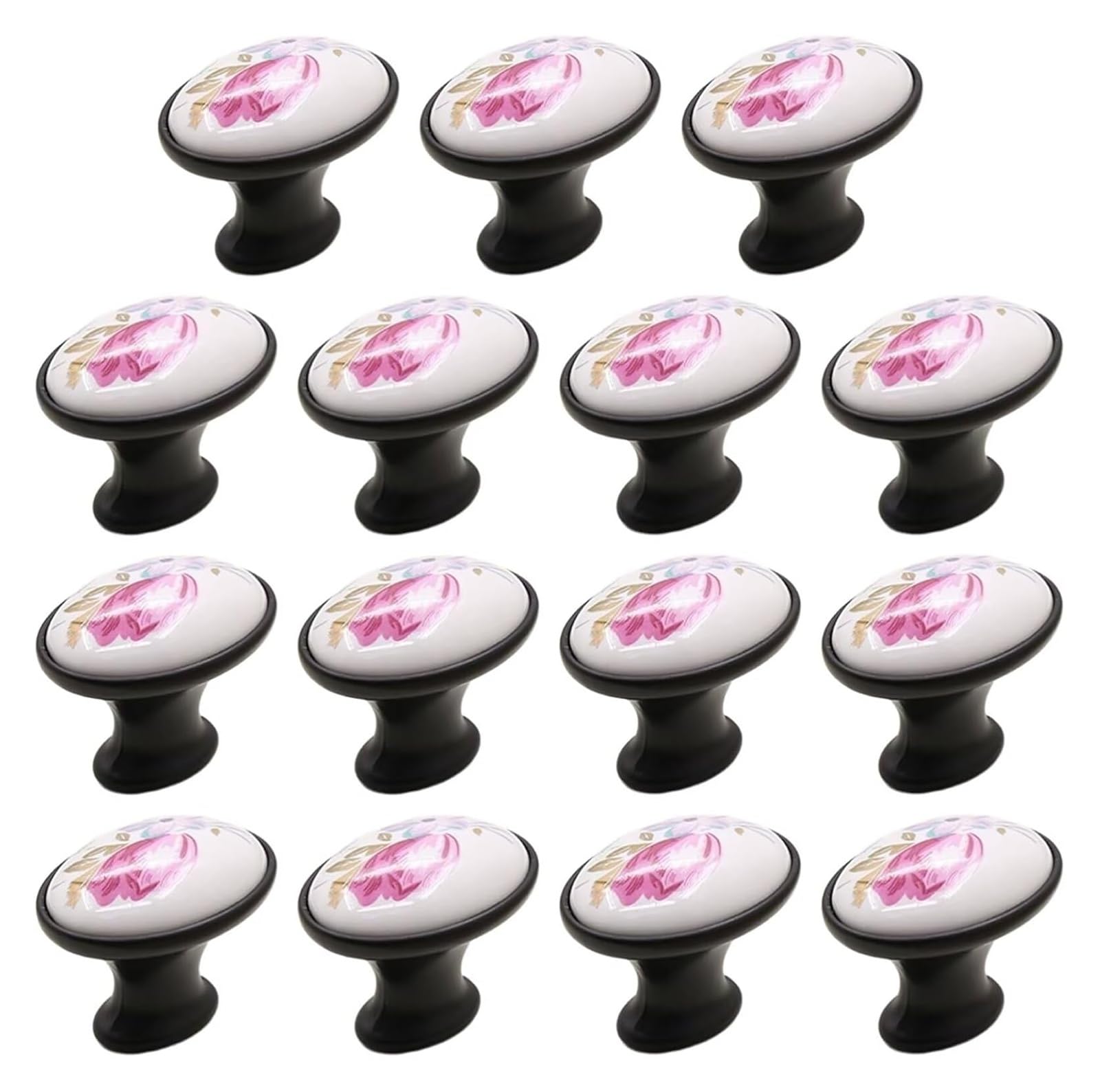 ENmrfvkz Ceramic Cupboard Drawer Handle Knobs, Ceramic Cabinet Door Drawer Knobs Multicolor 15 pcs(Tulip B)