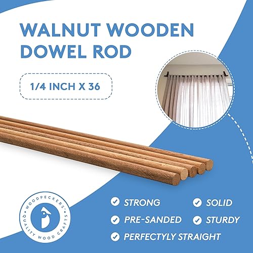 Miniatura 4 de Tacos de madera de nogal de 14 pulgadas x 36 unidades, paquete de 2 tacos de madera de 36 pulgadas de largo, palos de madera para manualidades y