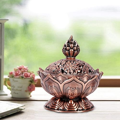 Miniatura 2 de Incense Vintage Backflow Smoke Stick Cone Holder Home Deco ion Hot (Red Bronze)