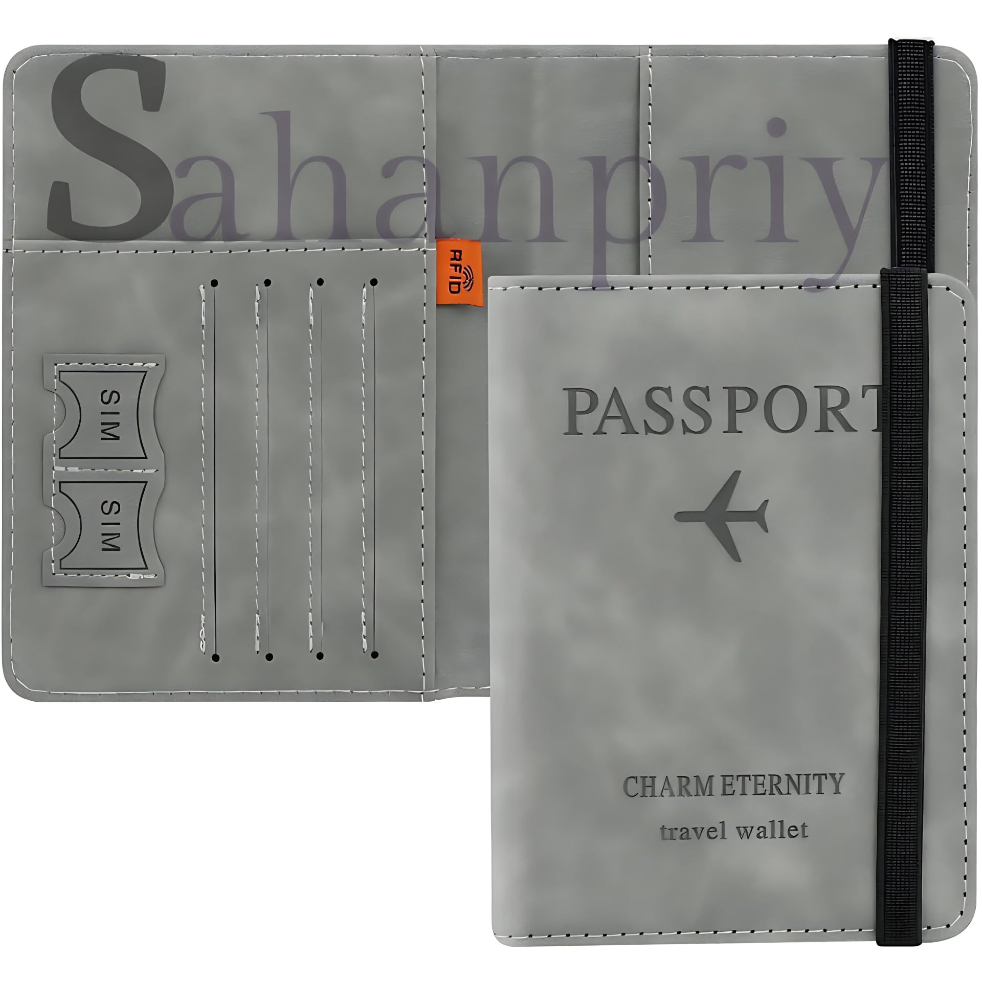 sahanpriy enterprise sahanpriy Grey RFID Blocking PU Leather Travel Passport Holder Cover Travel Wallet Organiser Passport Case Travel Document Organiser for Men & Women (14.58 X 11CM- Grey) Pack of 1-picture-32