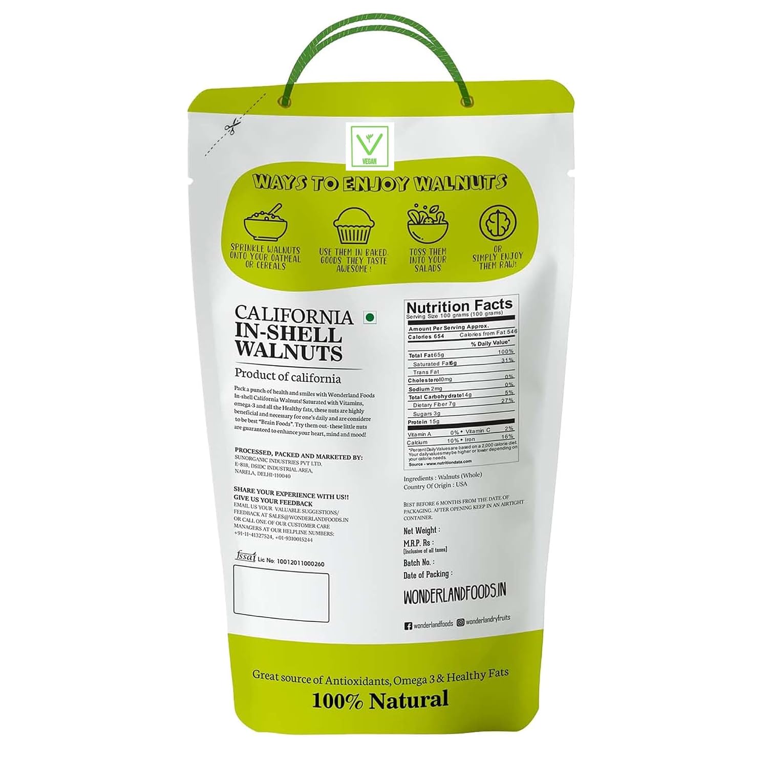 Wonderland Fruits Premium Californian Inshell Whole Walnut 500G
