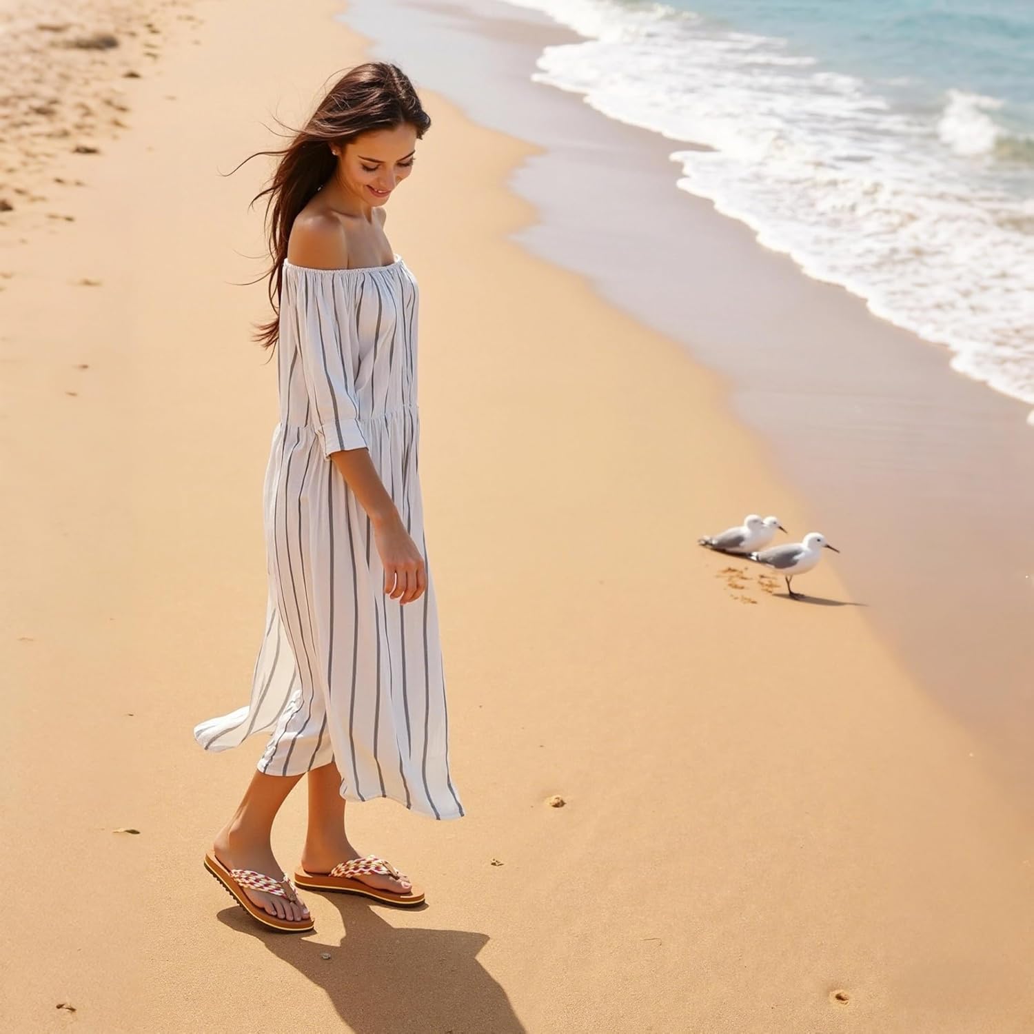 Women's Flip Flops with Arch Support - Yoga Mat Cushion Orthotic Thong Sandals for Plantar Fasciitis, Beach Walking Outdoor - Image 2