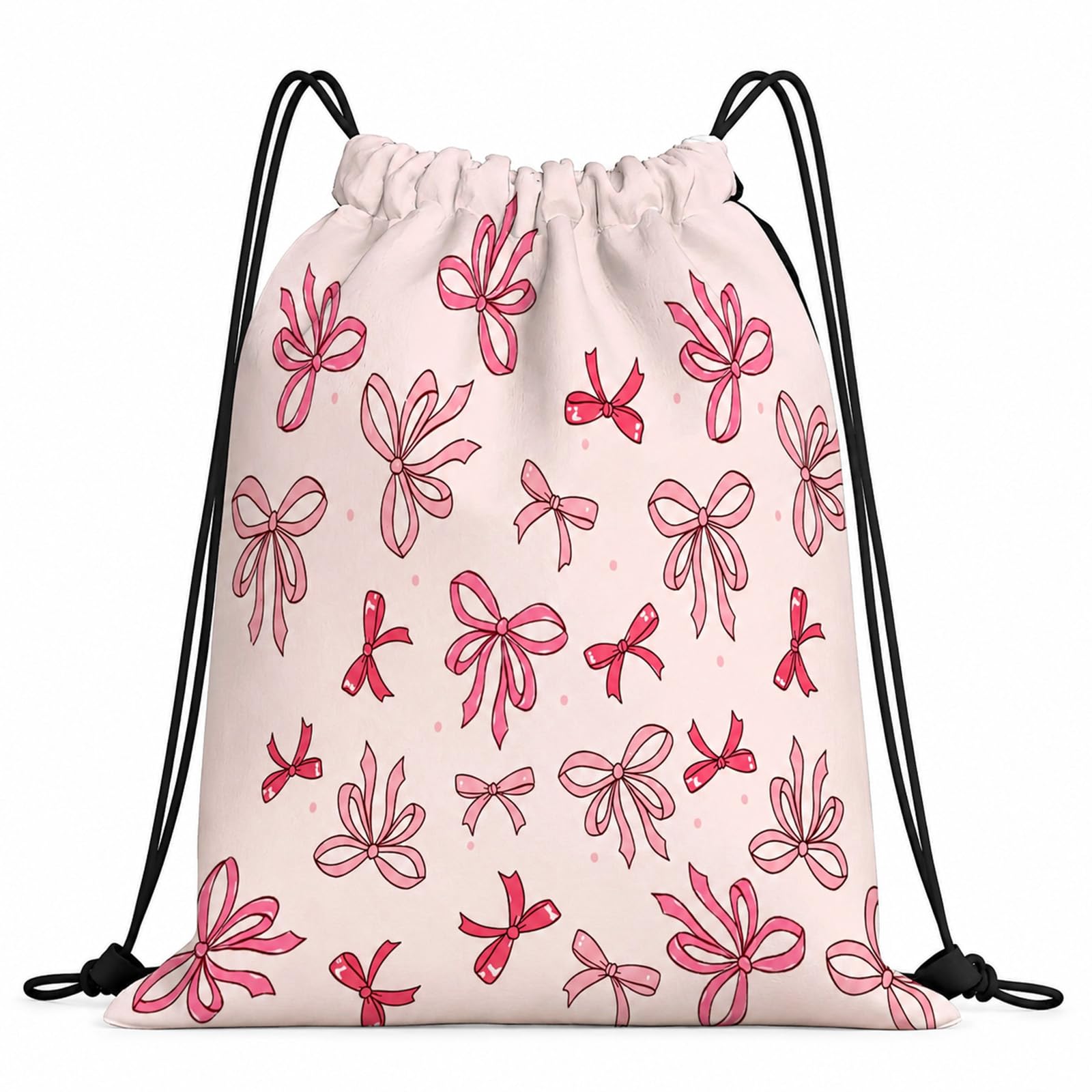 VOYANTE Pink Bow Drawstring Bags, PE Bags, Girls Swimming Bag for Kids, Lightweight Waterproof Draw String Bag Gym for Swim Gear, Shoes, Yoga, Travel Storage, Bow Gifts for Women Girls Kids โ image 1