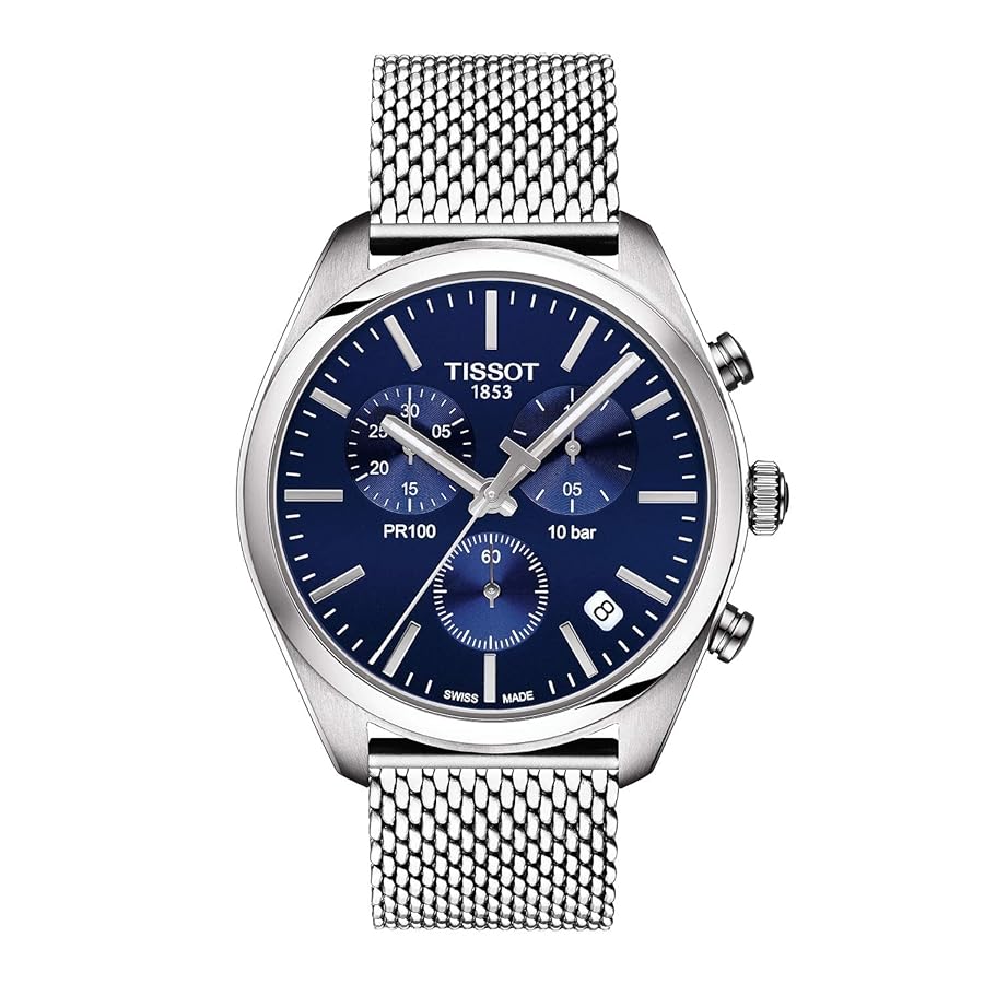 美品✨TISSOT PR100 ブルー文字盤 腕時計 ビジネス デイト 青 美品✨TISSOT PR100 ブルー文字盤 腕時計 ビジネス デイト 青