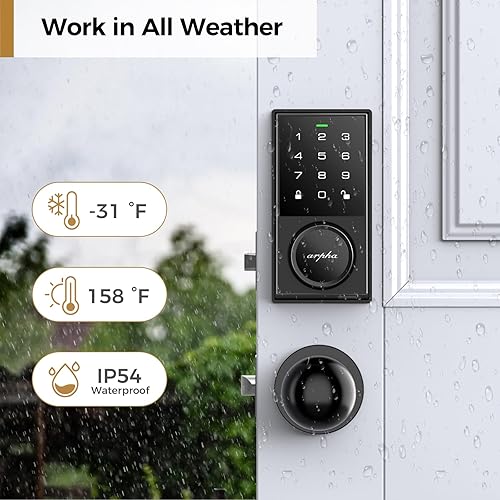 Miniatura 6 de Cerradura de puerta de entrada sin llave con 50 códigos, cerrojo de teclado con contraseña antimiradas, cerradura de puerta digital para puerta