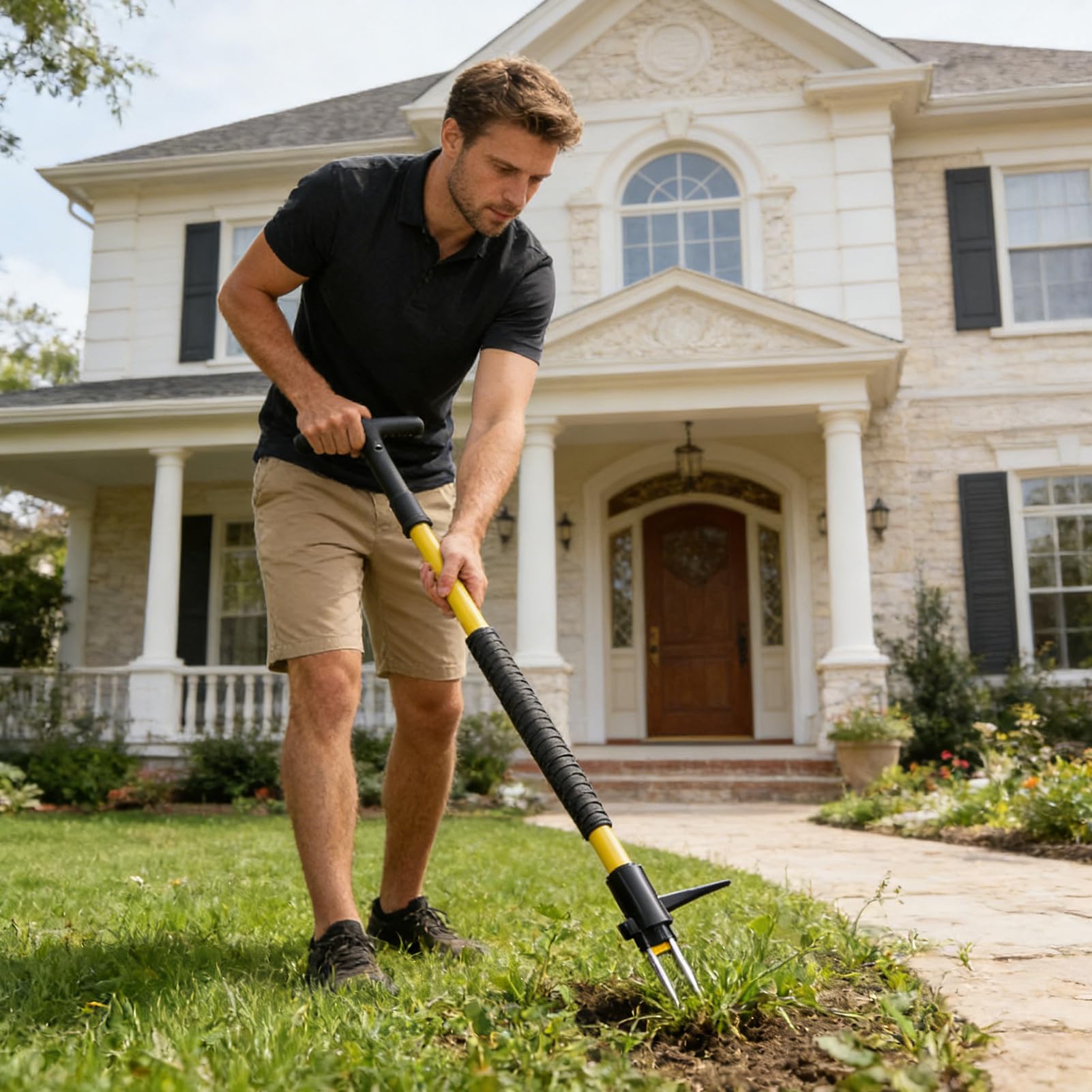 Estirpatore per da Giardino Zappa Manuale a 3 Artigli con Impugnatura a T