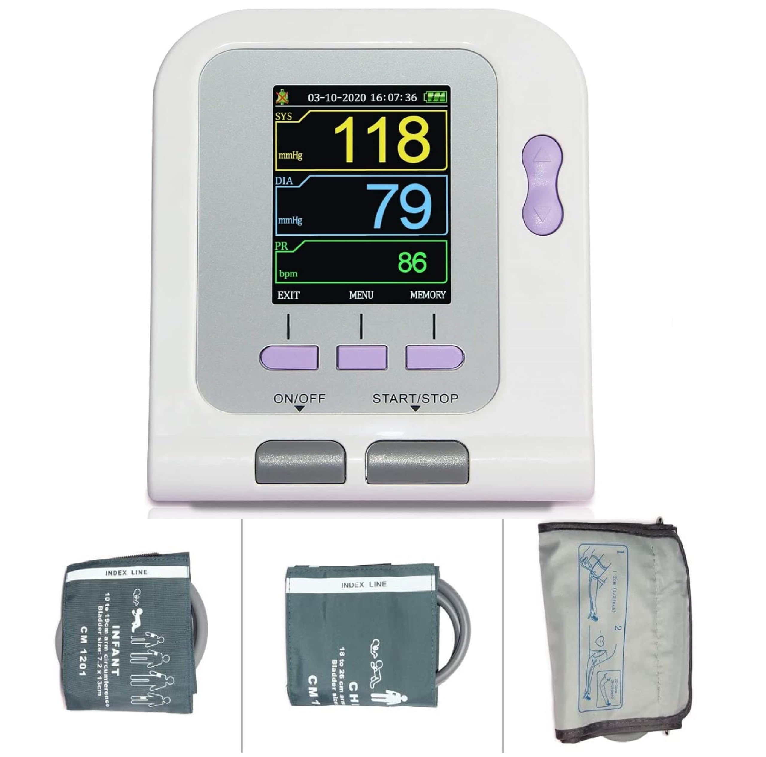 Electronic Upper Arm Automatic Blood Pressure Monitor 3 Cuffs with Free Software BP Machine for Adults Kids Children CONTEC08A
