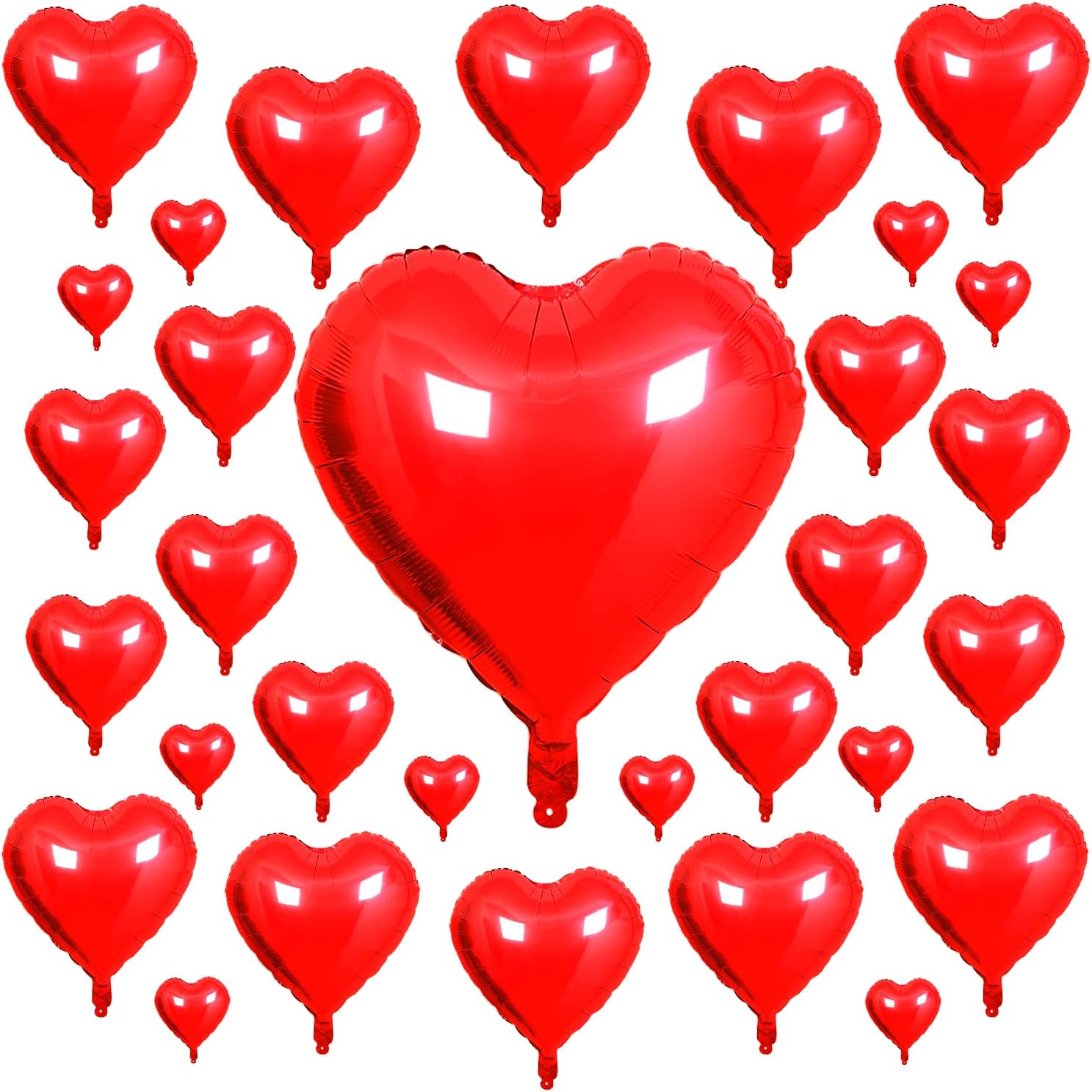 Amazon.com: Songjum 31PCS Valentines Day Heart Foil Balloons Red Heart ...