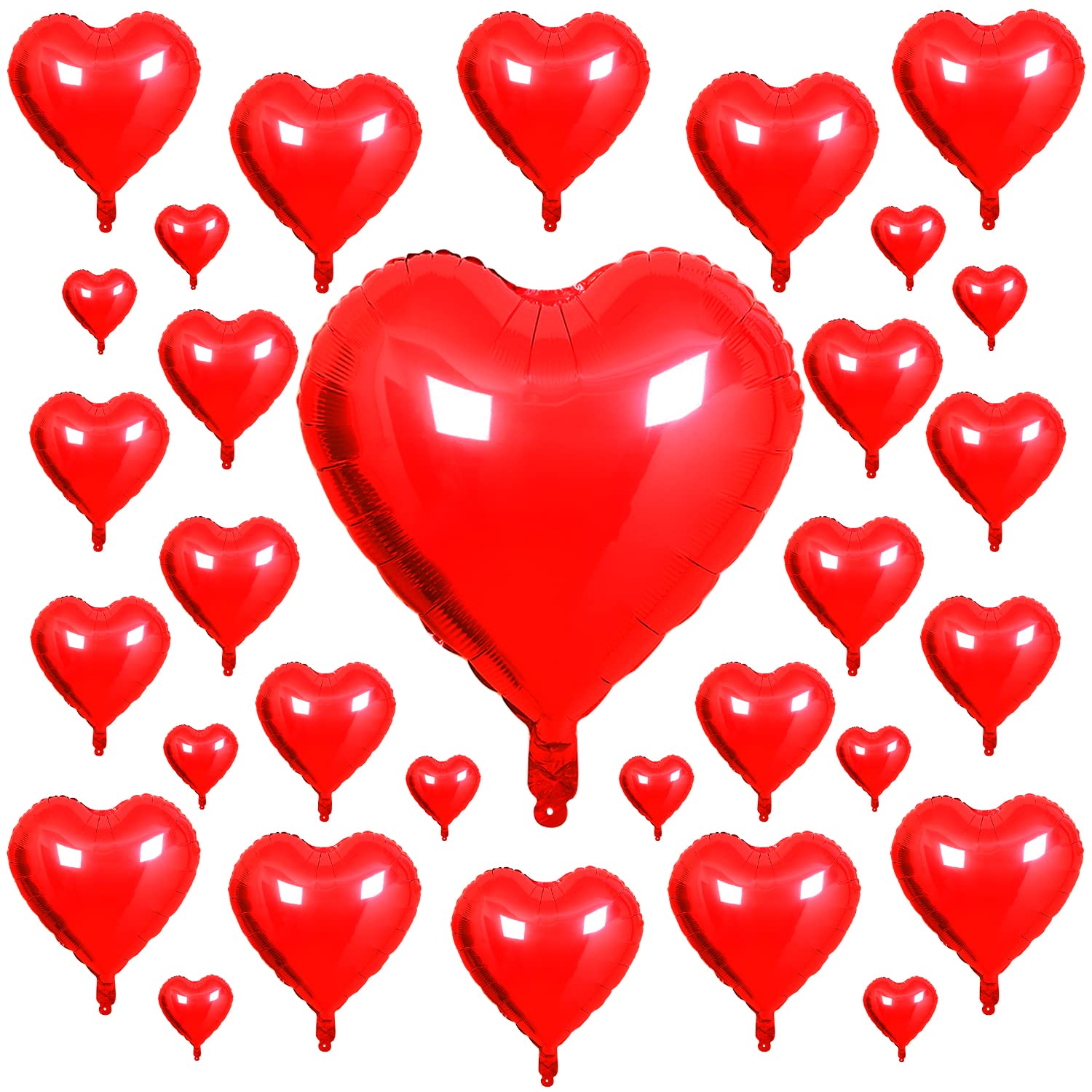Songjum 31 Piezas Globos Rojos en Forma de Corazón Globos de San Valentín con 32 Pulgadas Globo de Papel de Aluminio Rojo para Día de San Valentín Matrimonio Aniversario Cumpleaños Ceremonia